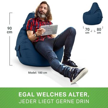 Green Bean Sitzsack Cozy (Sitzsack mit Rückenlehne 80x70x90cm - Gaming Chair mit 230L Füllung, Kuschelig Weich Waschbar), Bean Bag Bodenkissen Lounge Sitzhocker Relax-Sessel Gamer Gamingstuhl