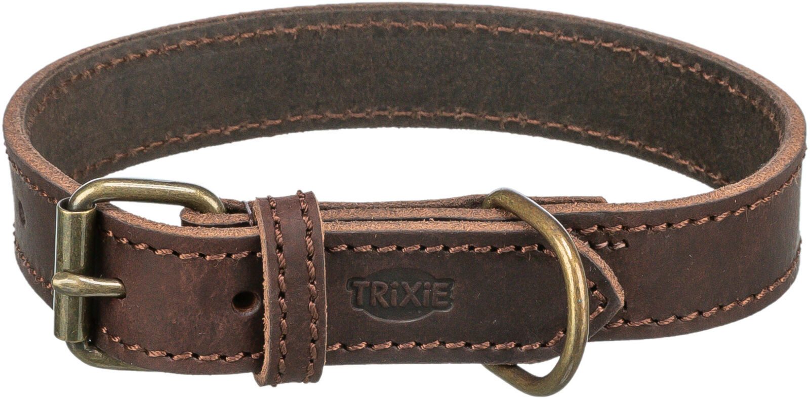 TRIXIE Hunde-Halsband Rustic Fettleder-Halsband - dunkelbraun - 27–34 cm/18 mm, Leder