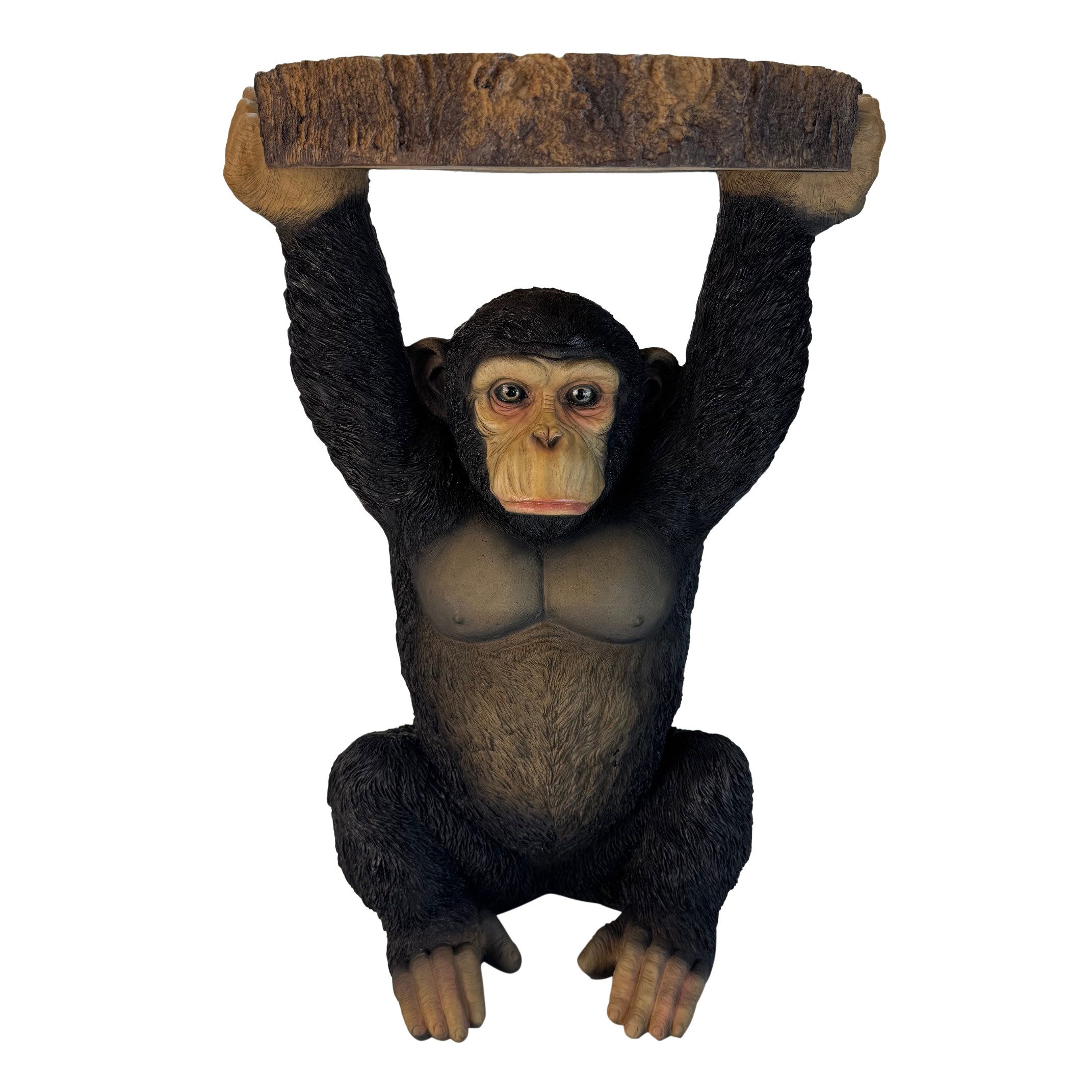 Online-Fuchs Beistelltisch Affe mit runder Baumscheibe in Holz Optik - Outdoor geeignet! (53 cm hoch, Deko Figuren), als Nachttisch, Sofatisch oder Gartentisch  – Bild 4 von 5