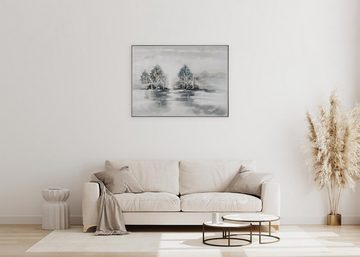 KUNSTLOFT Gemälde Spaziergang im Herbst 100x75 cm, Leinwandbild 100% HANDGEMALT Wandbild Wohnzimmer