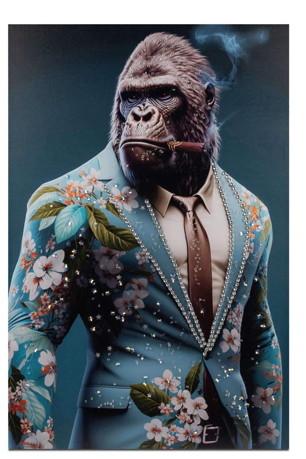 formano Wandbild Pop Art Tiere im Anzug, Gorilla, Höhe: 90cm, Farbe: Mehrfarbig, Motiv: Gorilla