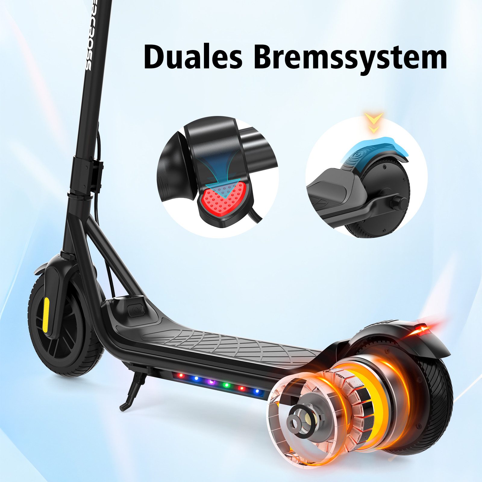 EVERCROSS TECH Electric Kids Scooter E6 7'' E-Scooter for children 6-12 years, up to 15 km range, Max 16KM/H, LED Display, 3 gears, anti-slip pedal