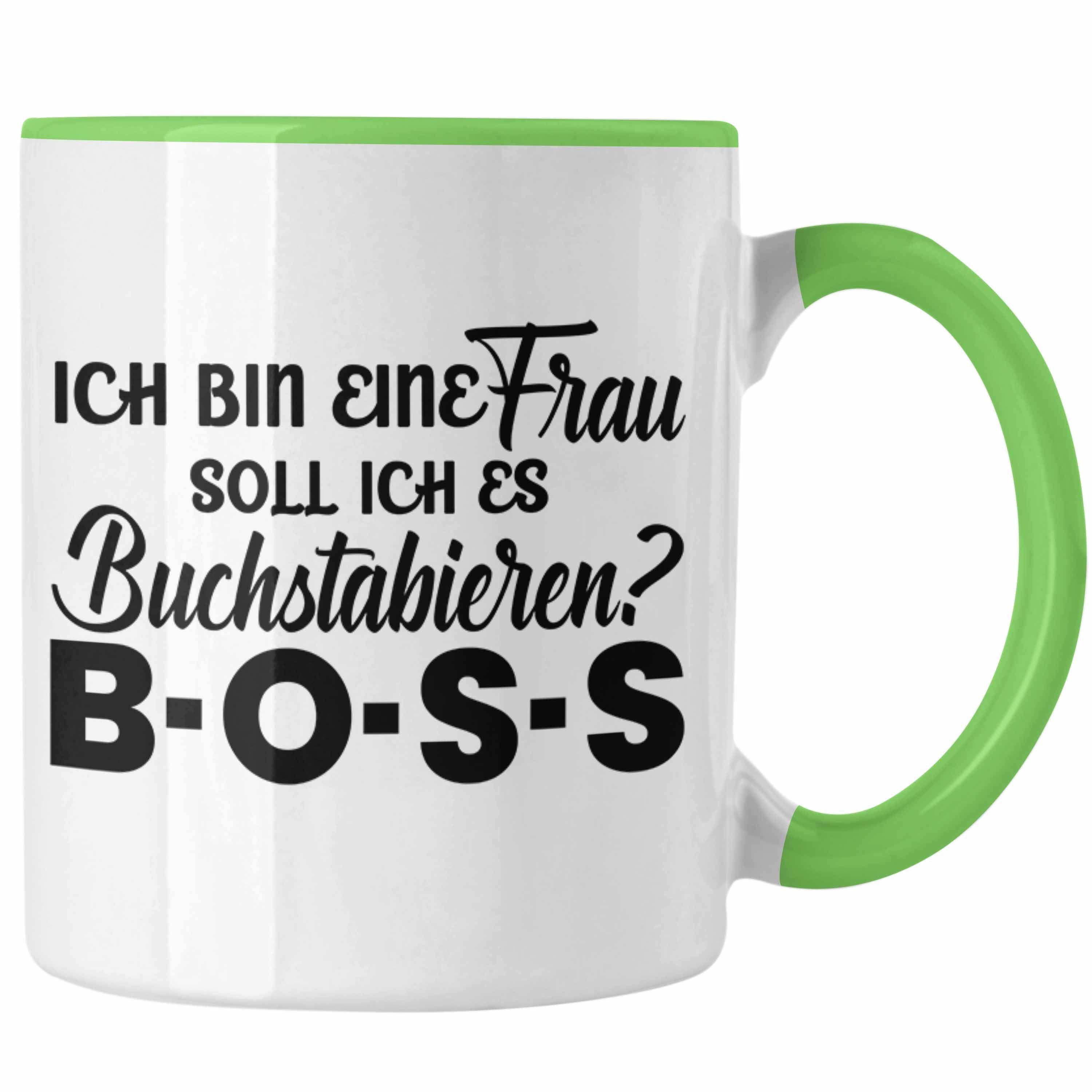 Trendation Tasse Trendation - Tasse Frauentag Frau für Frauen mit Spruch Starke Grün Tasse Geschenk Frauen Boss