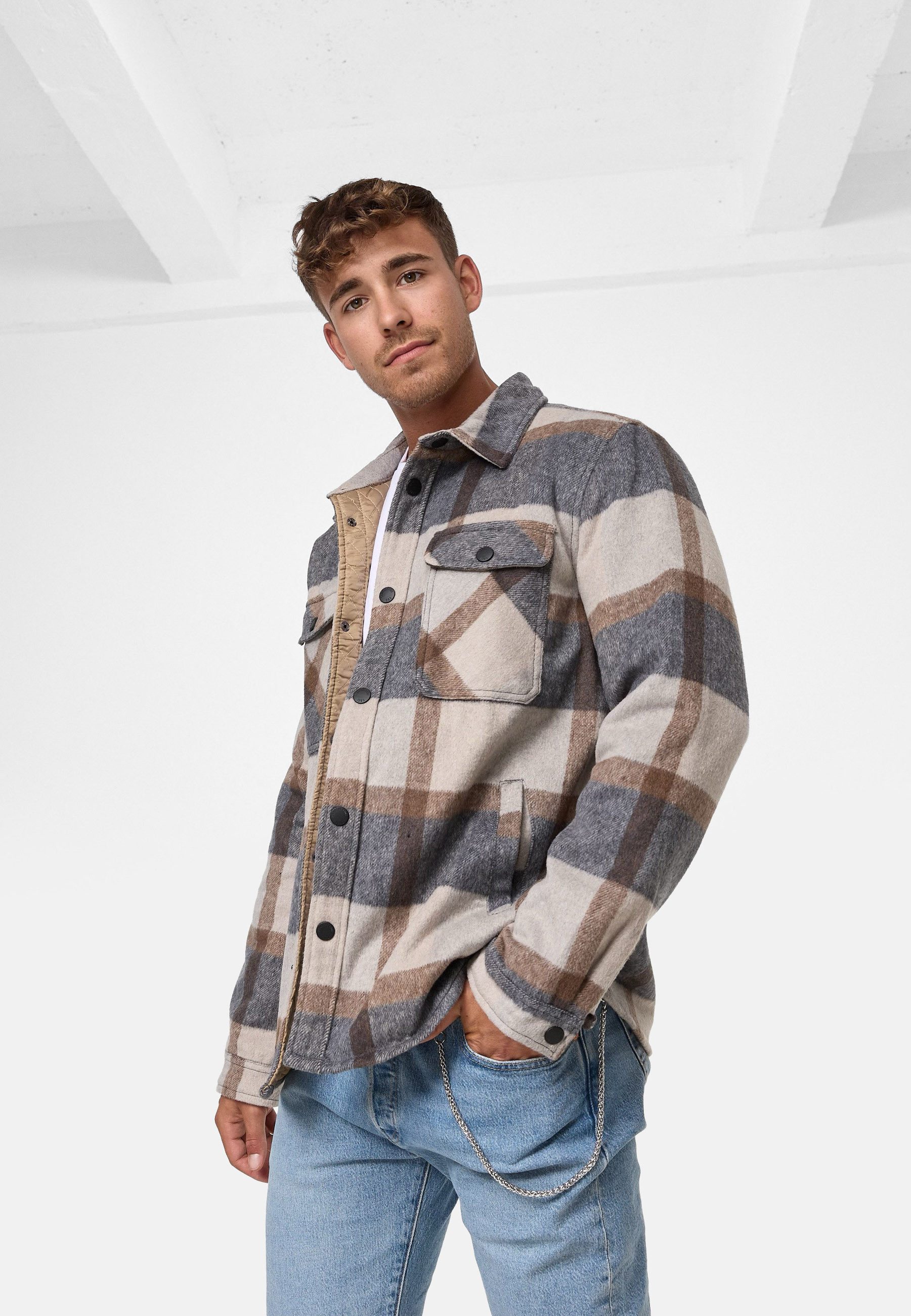 INDICODE Hemdjacke Herren Spin Übergangsjacke Herrenjacke mit klassischem Karomuster – Bild 3 von 5