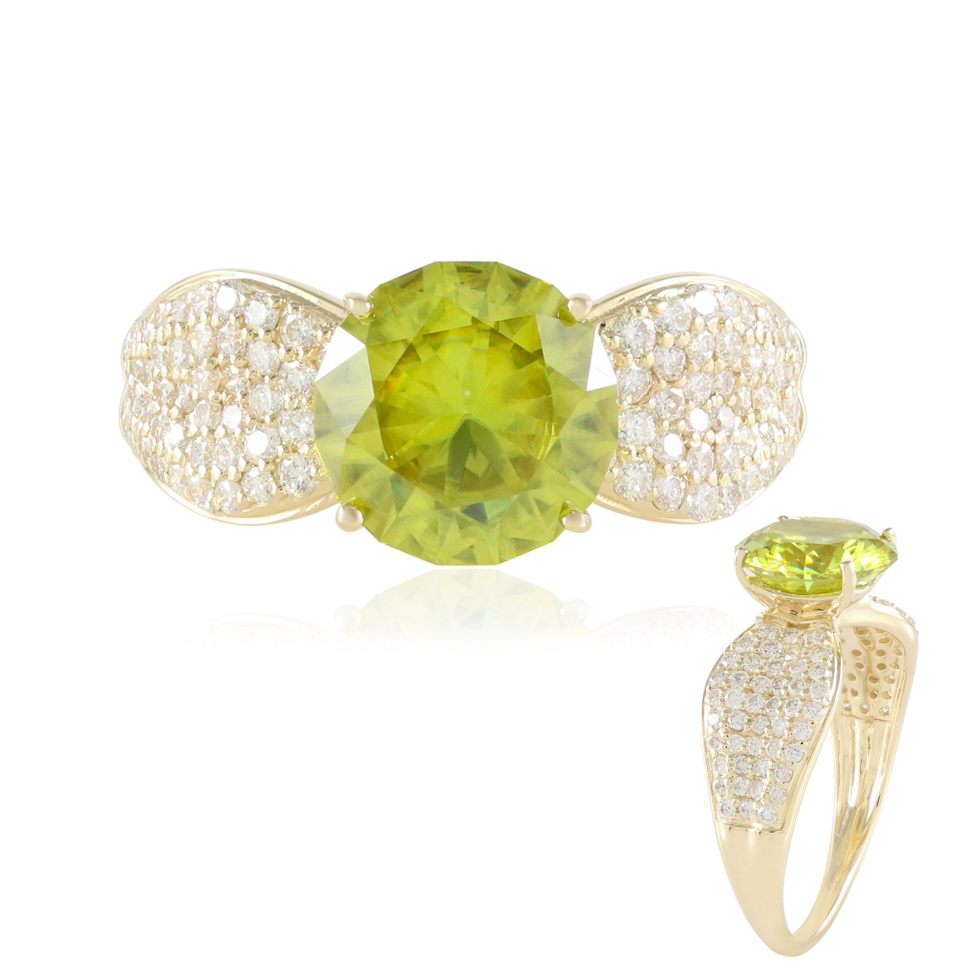 Cavill Diamantring Simbabwischer Sphene Gold Ring, 2,94g, 3,184ct (1-tlg)