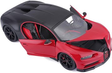 Bburago Modellauto Bugatti Chiron Sport (schwarz-rot), Maßstab 1:18, detailliertes Modell