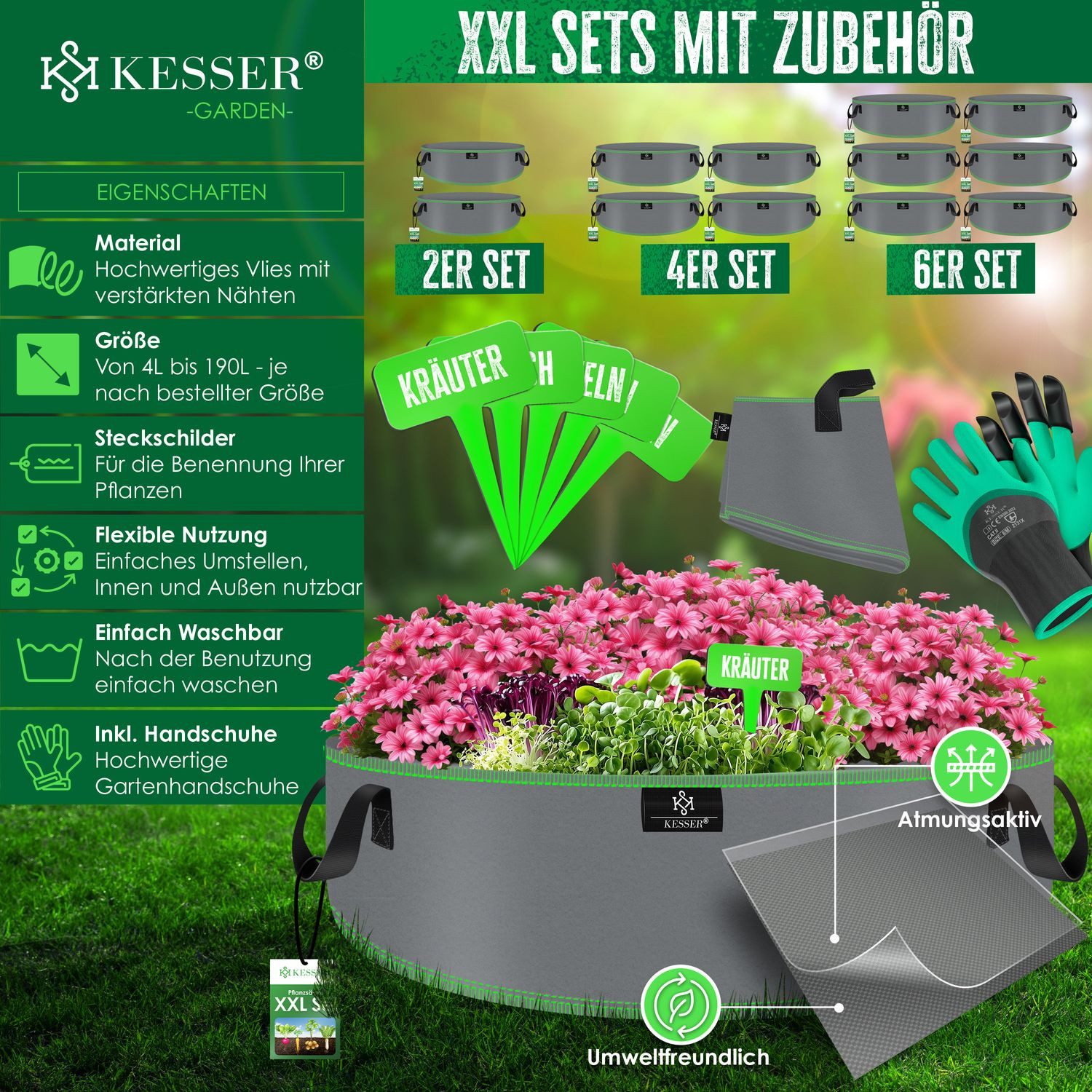 KESSER Pflanzkübel, Pflanzsäcke aus Vlies Kartoffel günstig online kaufen