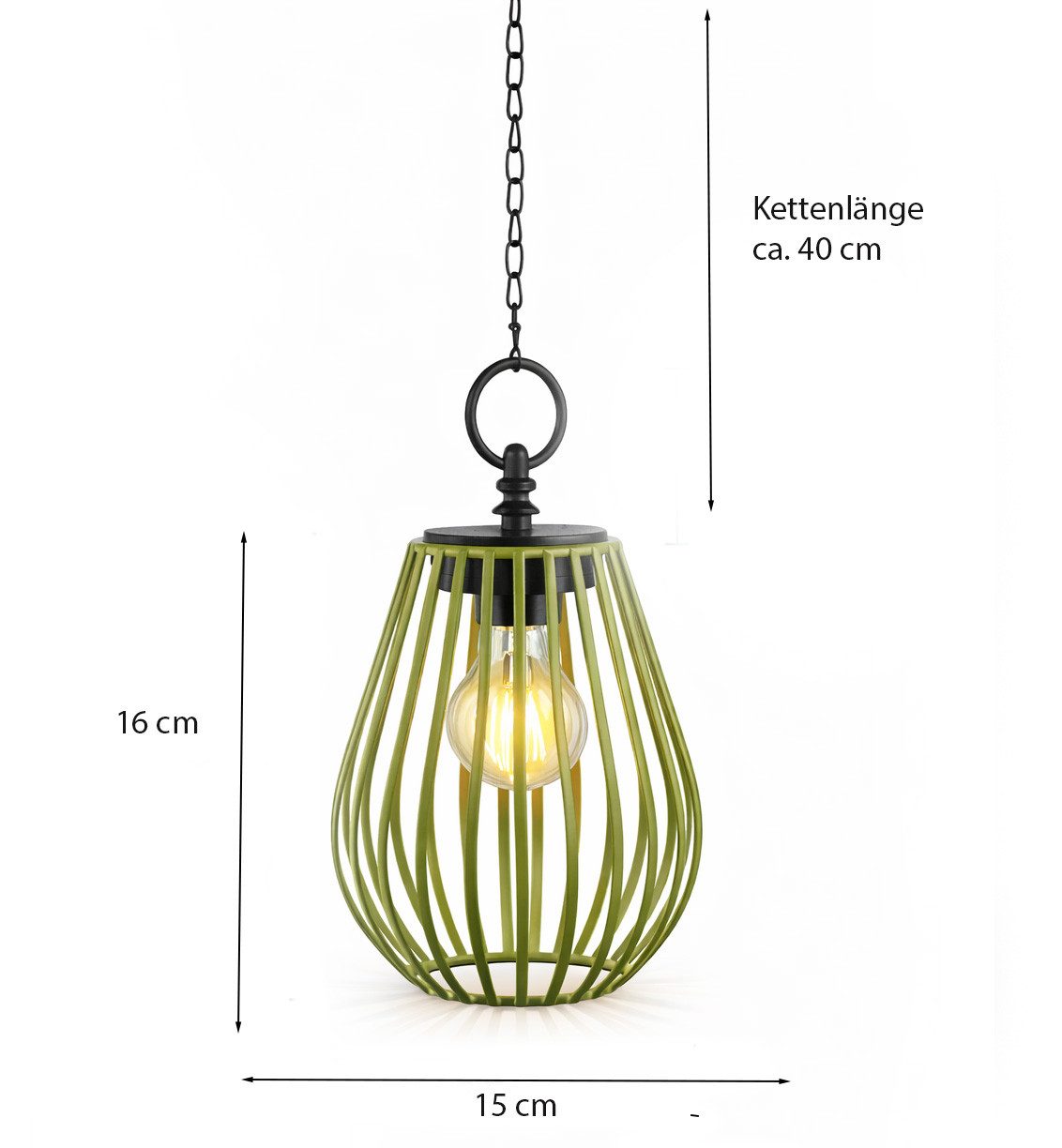 formano Gartenfigur 3er Set Solar LED Windlicht Hängend 16cm Außenleuchte Dämmerungssensor