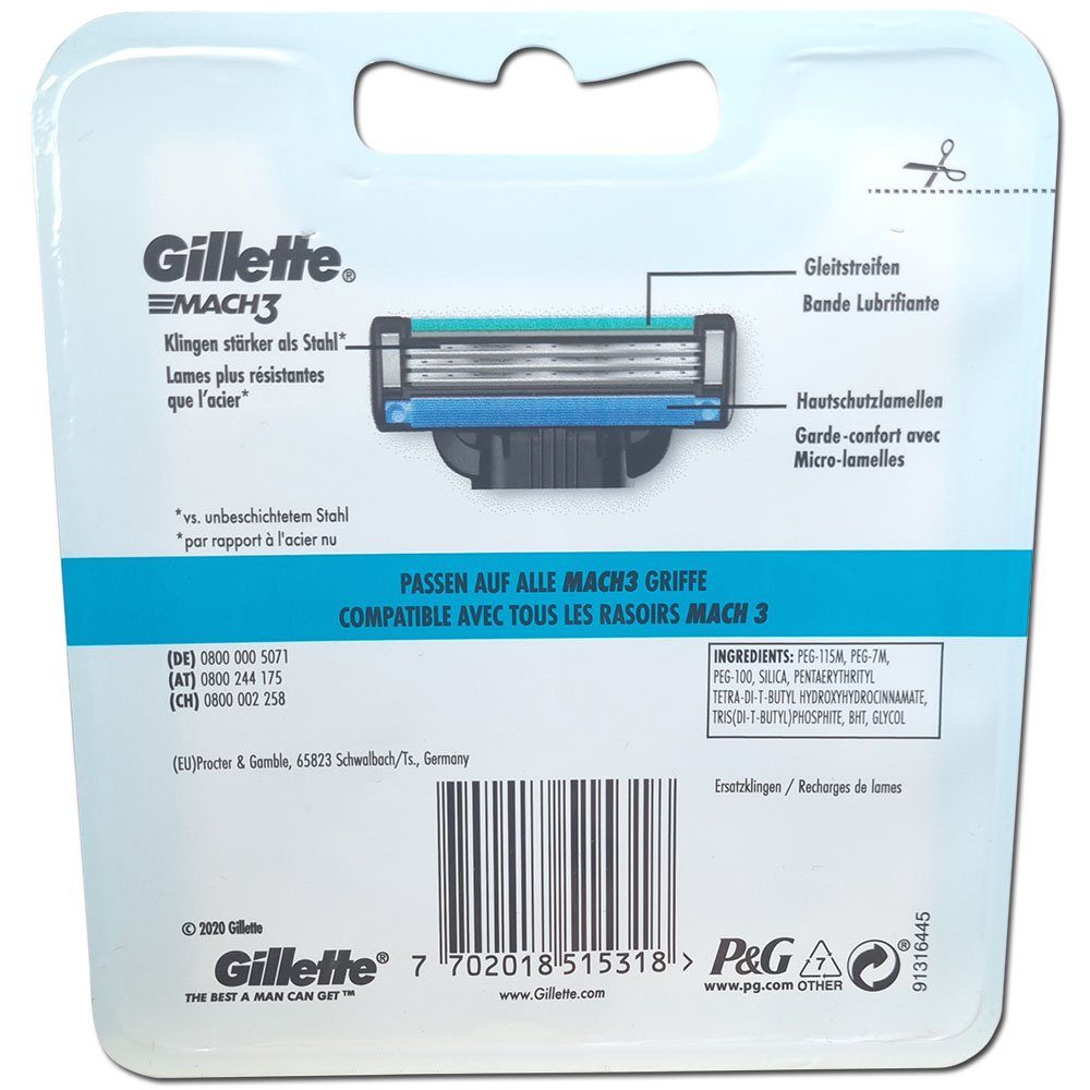 Gillette Rasierklingen Mach3, 12-tlg., 12er Pack