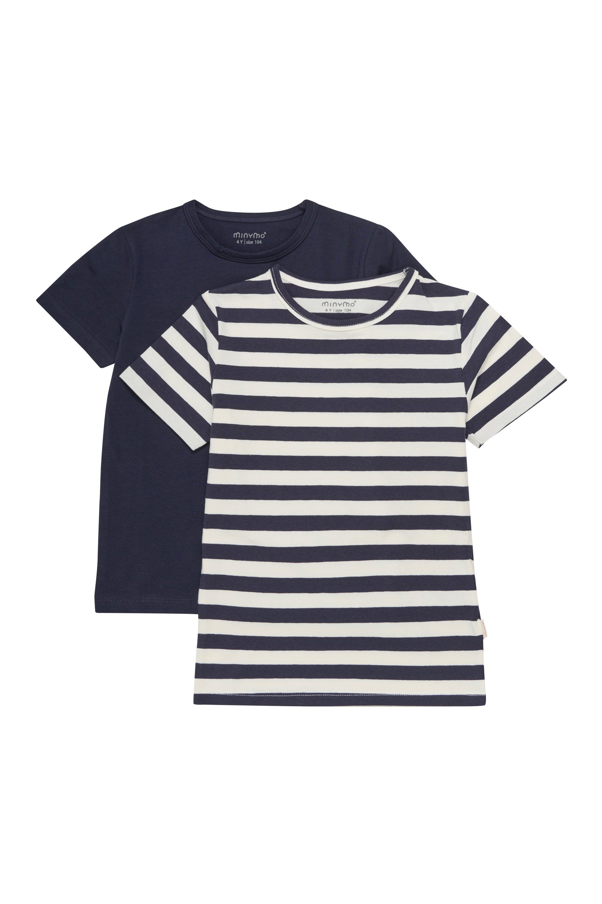 Minymo T-Shirt MIBasic (2-tlg) 2er Pack T-Shirt mit Rundhalsausschnitt