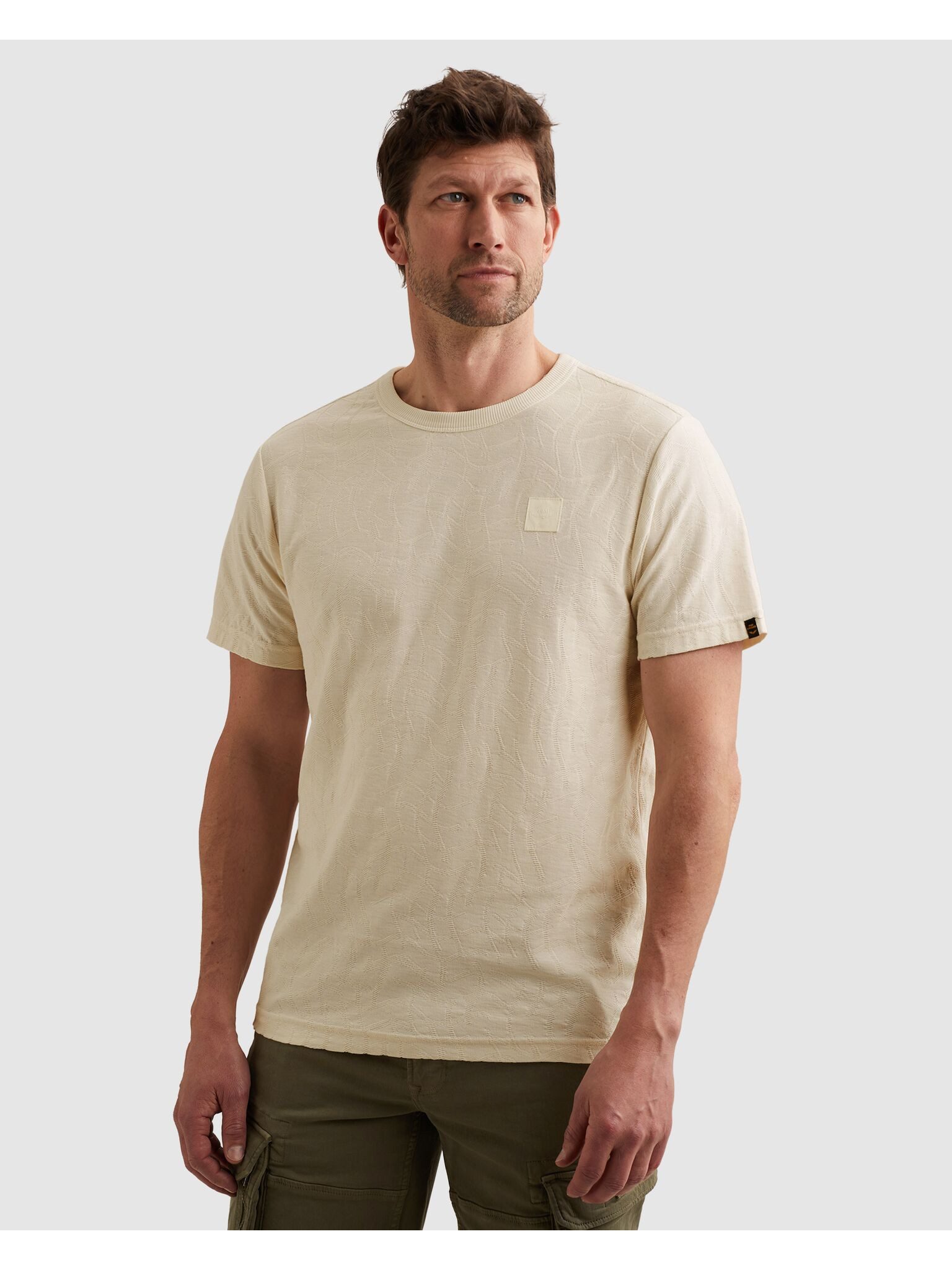 PME LEGEND T-Shirt Short sleeve r-neck jacquard jersey mit Logo Stickerei