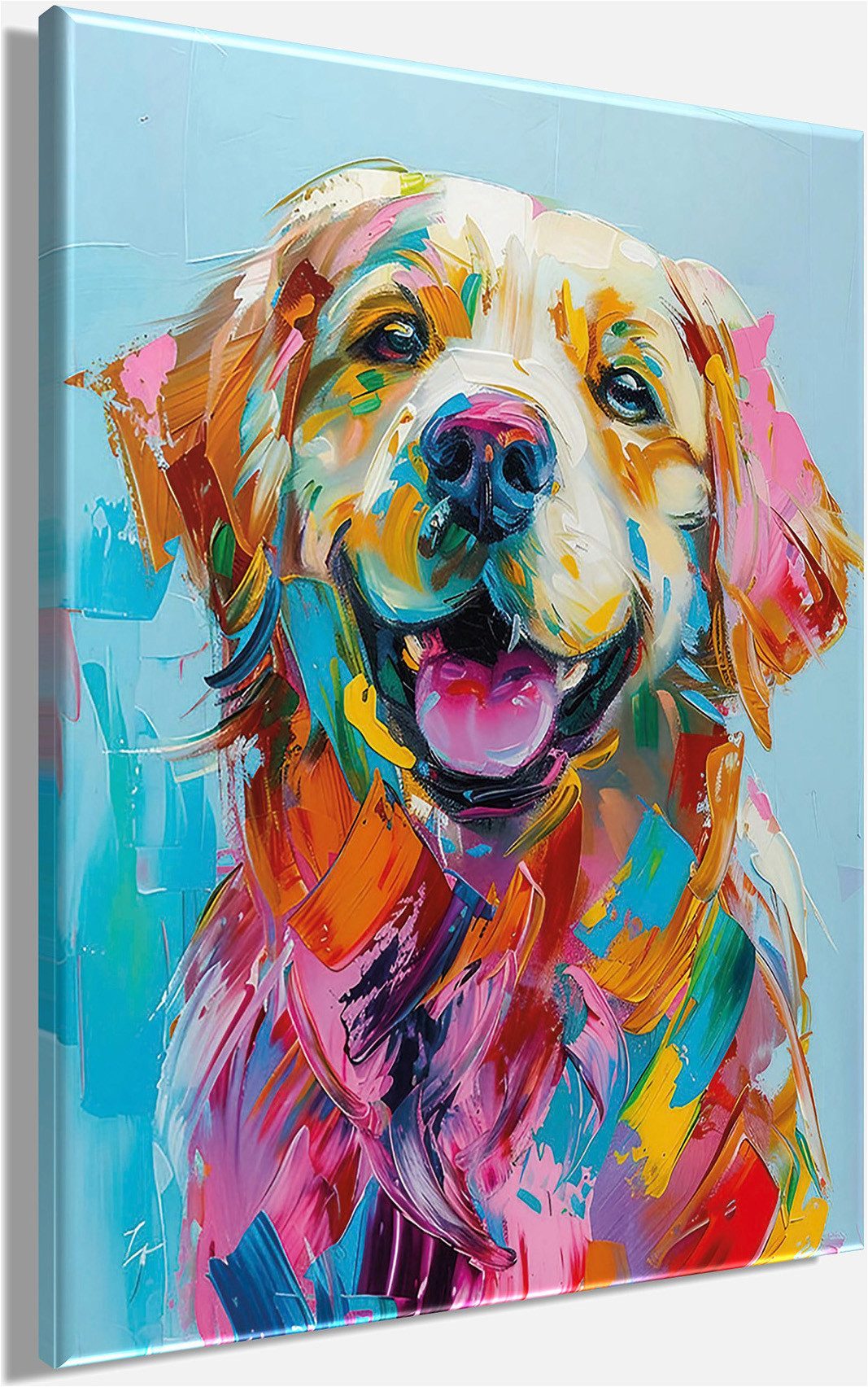 Bönninghoff Leinwandbild Wandbild HUND GOLDEN RETRIEVER 46x61 cm – Leinwandbild Keilrahmen Deko, Hund, Hunde, Hundebilder, Kunst, Pop Art, Tiere (1 St), auf Keilrahmen gespannt