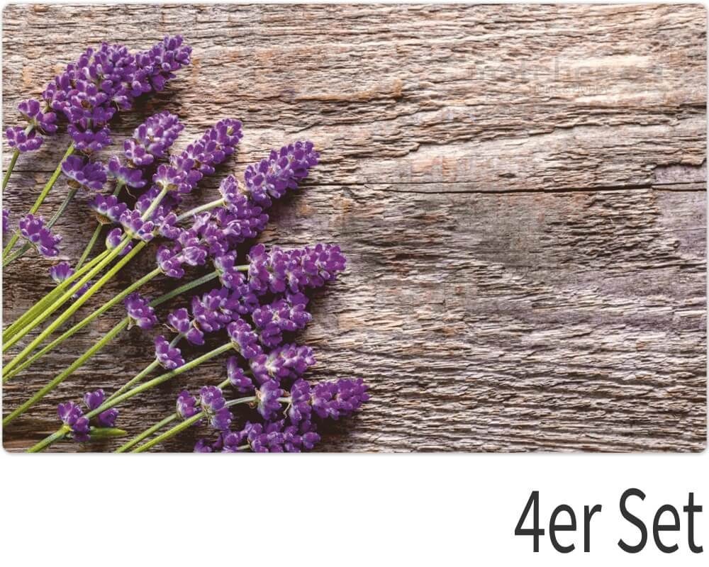 Platzset, Platzsets Lavendel auf Holz braun 4 Stk, matches21 HOME & HOBBY, (4-St)