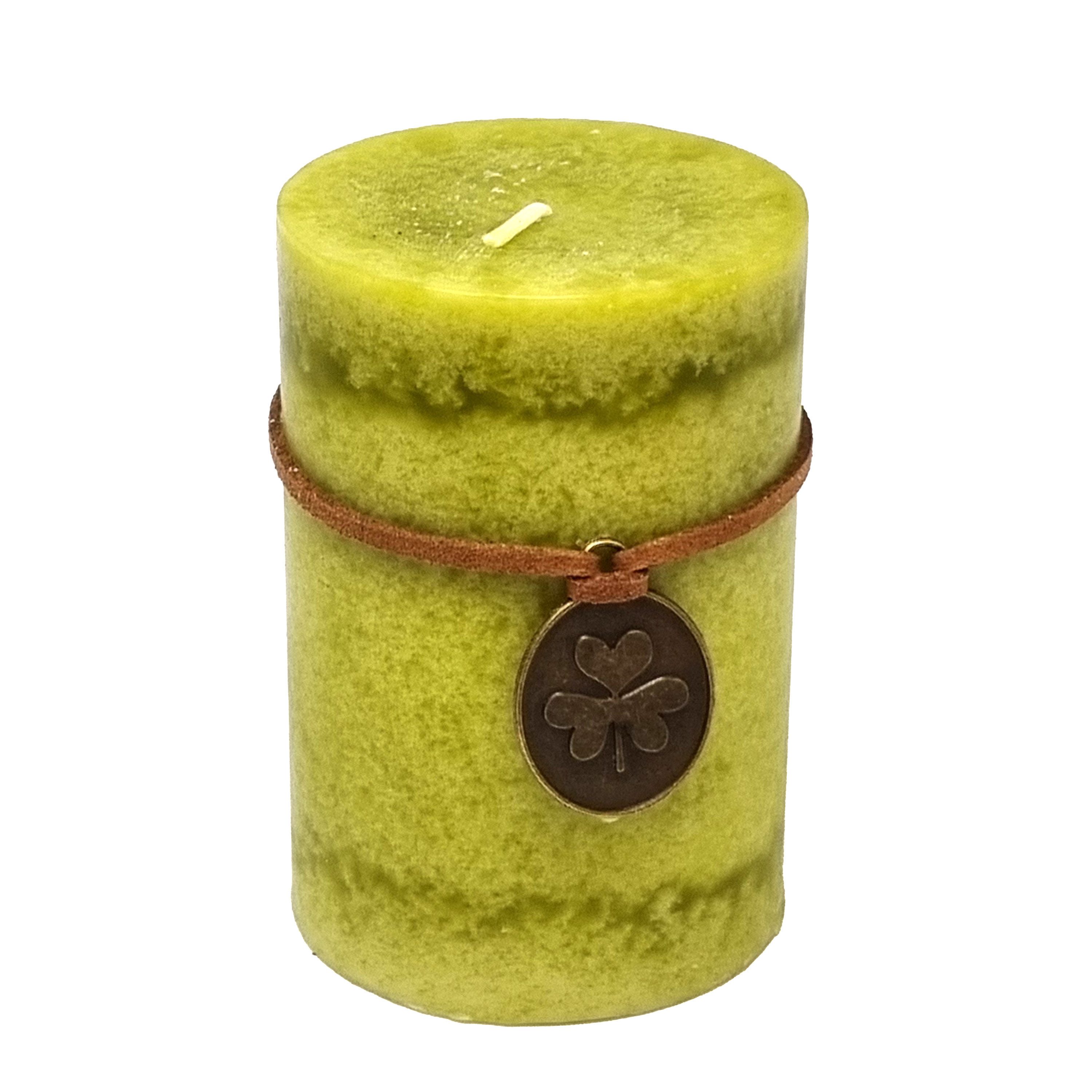 B&S Stumpenkerze Trendkerze durchgefärbt marmoriert olive günstig online kaufen