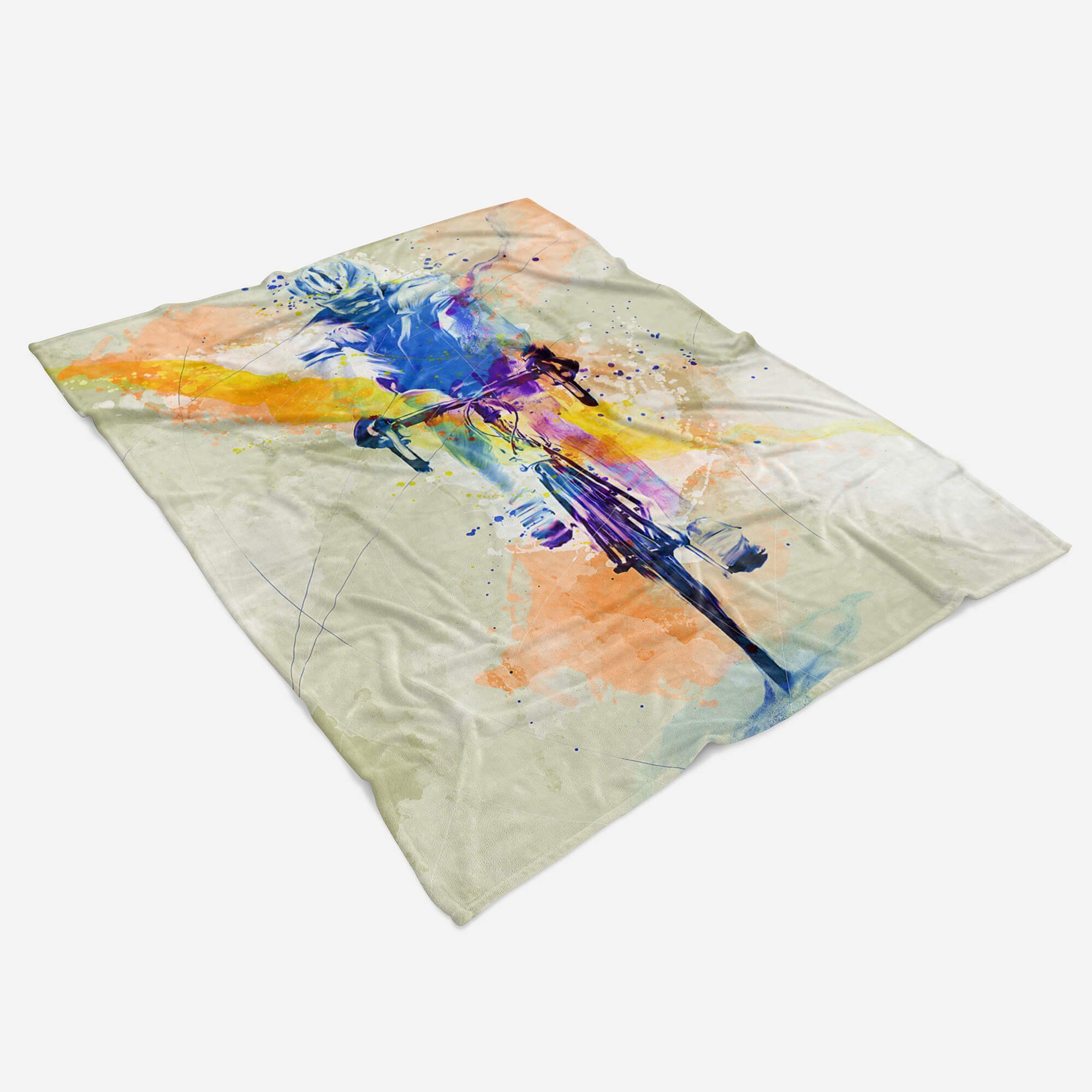 Handtücher SplashArt Sport Handtuch Strandhandtuch Saunatuch Kuscheldecke Kunstvoll Radsport VI Spor, Baumwolle-Polyester-Mix (1-St), Handtuch