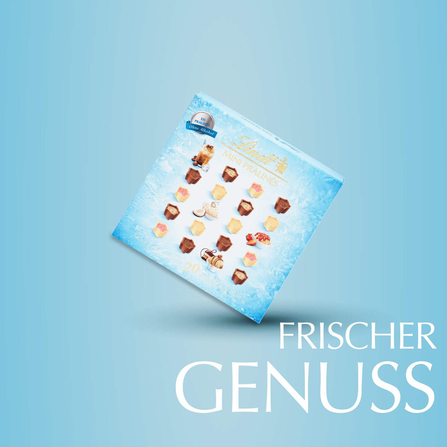 LINDT Schokolade Mini Eis Pralinés Schachtel Sommer Schokolade Pralinen Geschenk, 1 x 90 g, 1 St.