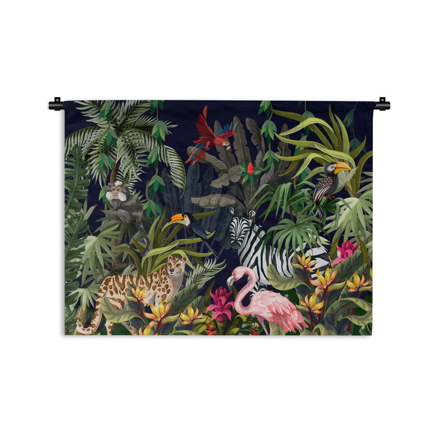 MuchoWow Wanddekoobjekt Dschungeltiere - Natur - Jungen - Mädchen - Flamingo - Zebra, Wanddeko für Wohnzimmer, Schlafzimmer, Kleid, Wandbehang, Kinderzimmer