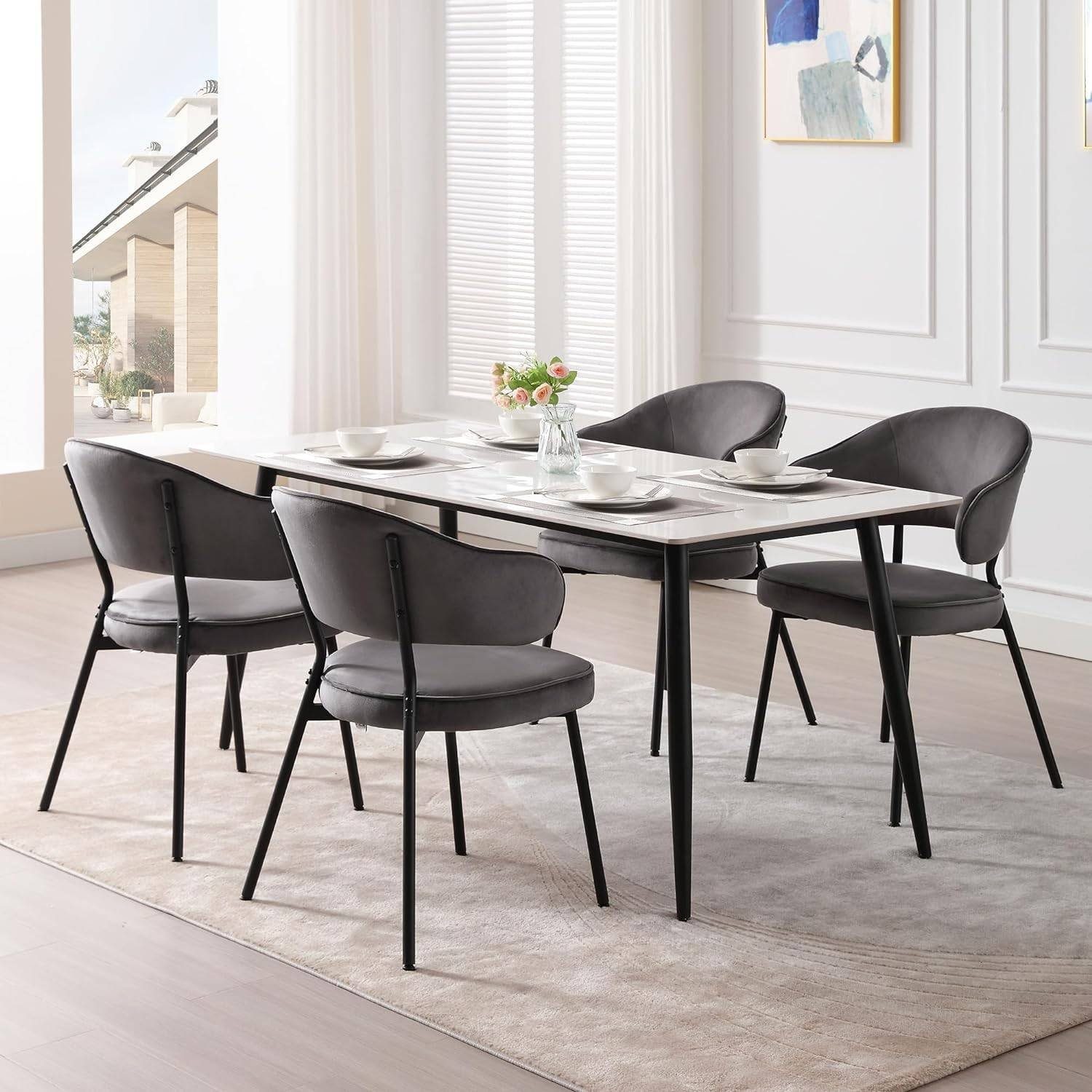 Woltu 4-Fußstuhl (Set, 6 St), mit Rückenlehne Armlehnen Metallbeinen günstig online kaufen