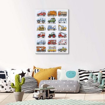 Posterlounge Leinwandbild Hugos Illustrations, Alle meine Autos, Jungenzimmer Kindermotive