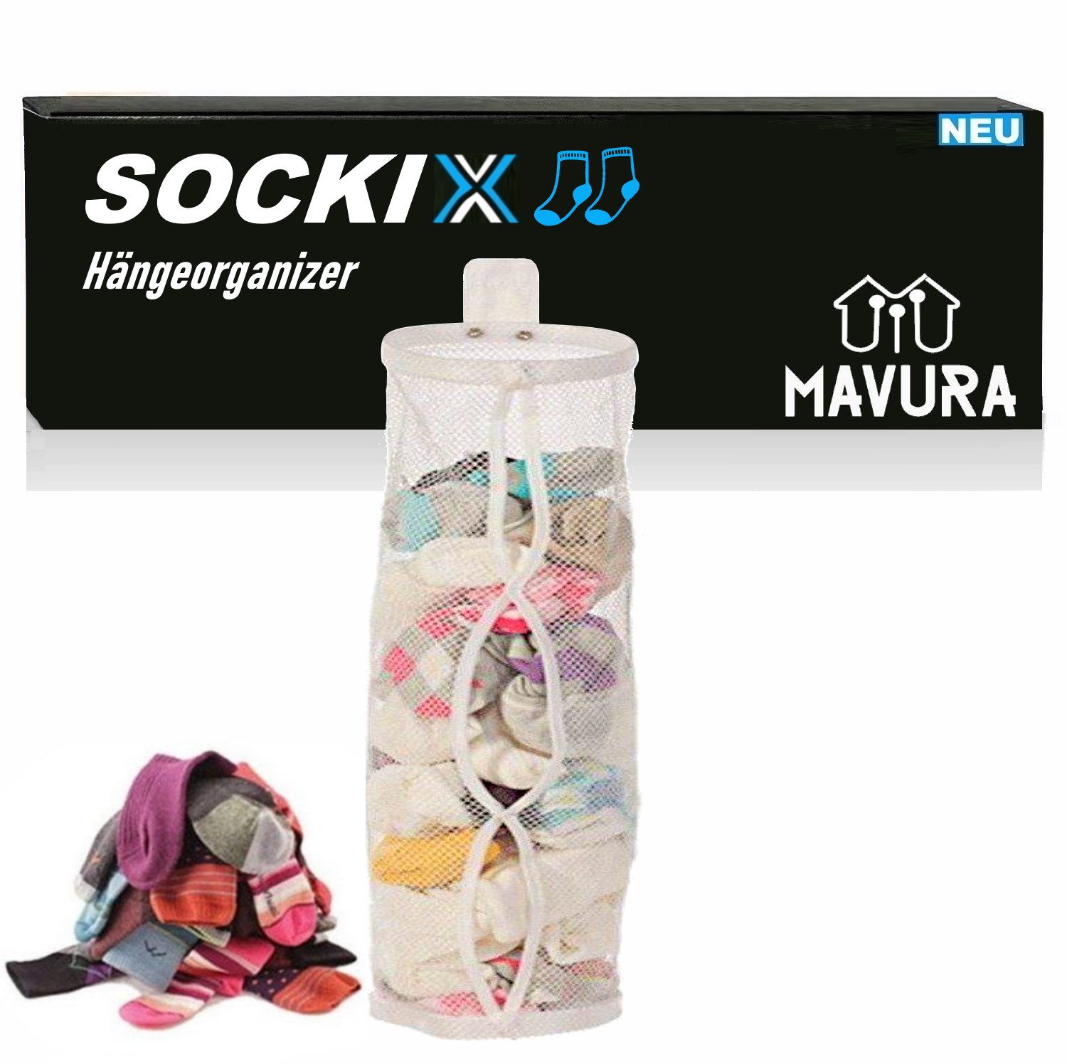 MAVURA Organizer SOCKIX Socken Unterwäsche Hänge Organizer Schrank Hängeaufbewahrung, Hängeorganizer Kleiderstange Kleiderschrank Wandtasche Hängeregal