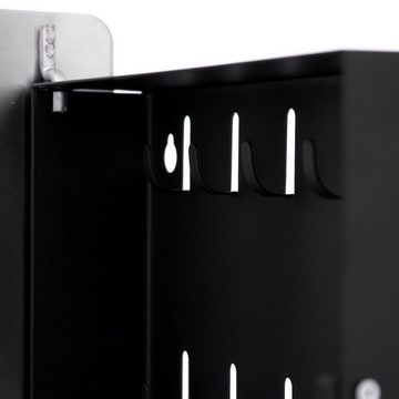 banjado Schlüsselkasten Edelstahl Raster 3D Grau (verstellbarer Magnetverschluss, mit 10 Haken), 24 x 21,5 x 7 cm