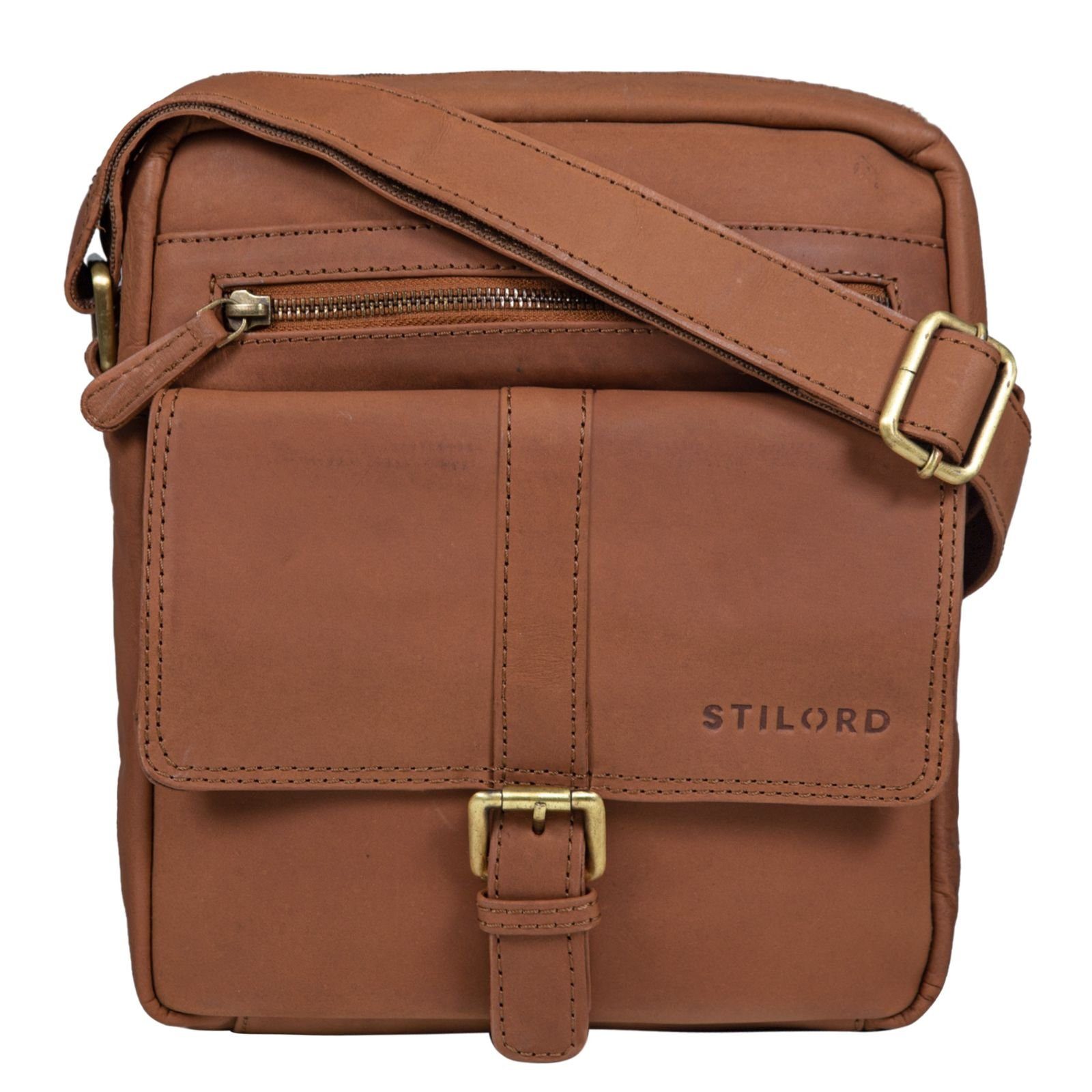 STILORD Messenger Bag "Dany" Kleine Leder Tasche zum Umhängen sattel - braun