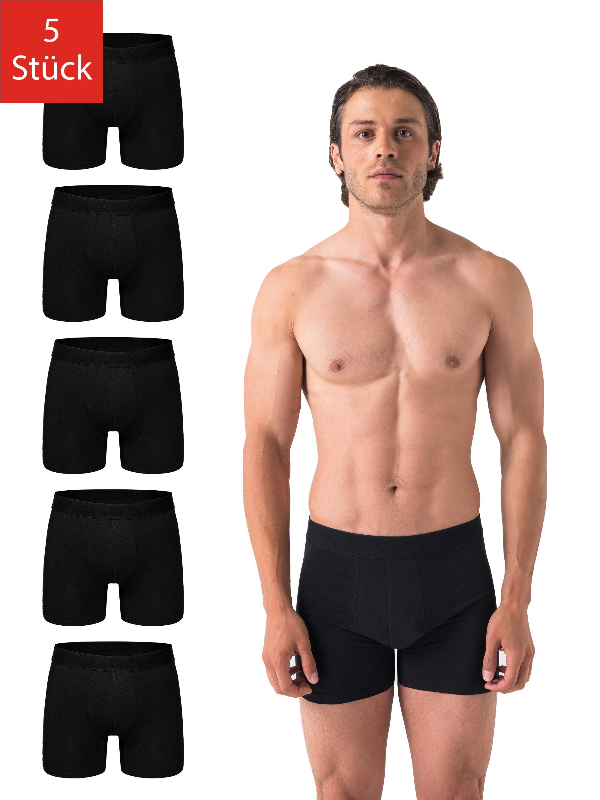 Barrio 13 Trunk Herren Trunk Unterhosen aus Baumwolle (Packung, Set, Spar-Pack, 5-St., 5er-Pack) mit Komfortbund, ohne Logo 5x Schwarz