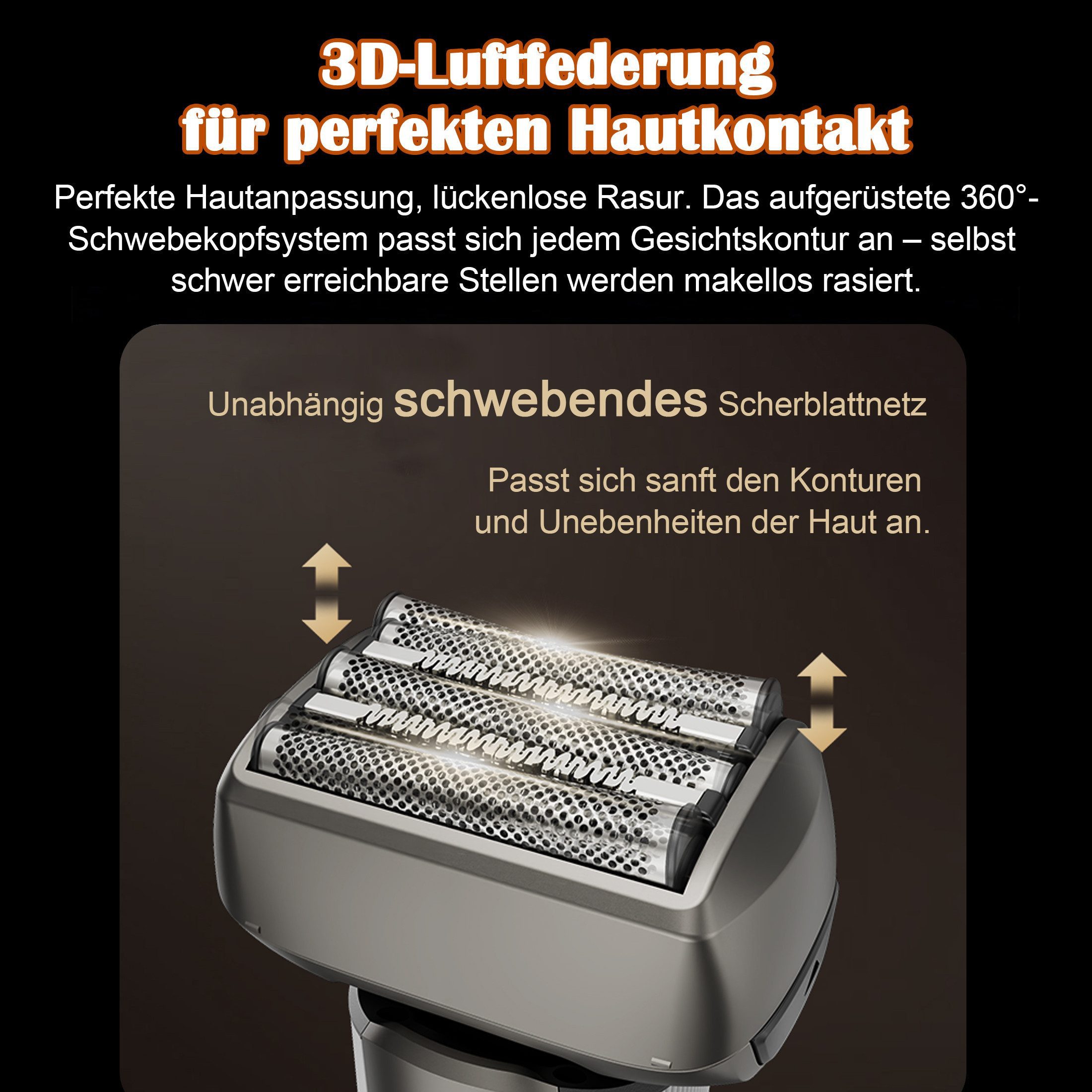 Luckice Elektrorasierer Elektrorasierer für Herren, 5-fach Schneidsystem & Präzisionstrimmer, Folienrasierer nass & trocken wasserdicht,LED-Display,90 Min., fle – Bild 5 von 5