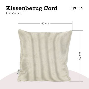 Lycce Dekokissen Kissenbezug aus trendigem Cordstoff (50x50cm), beige