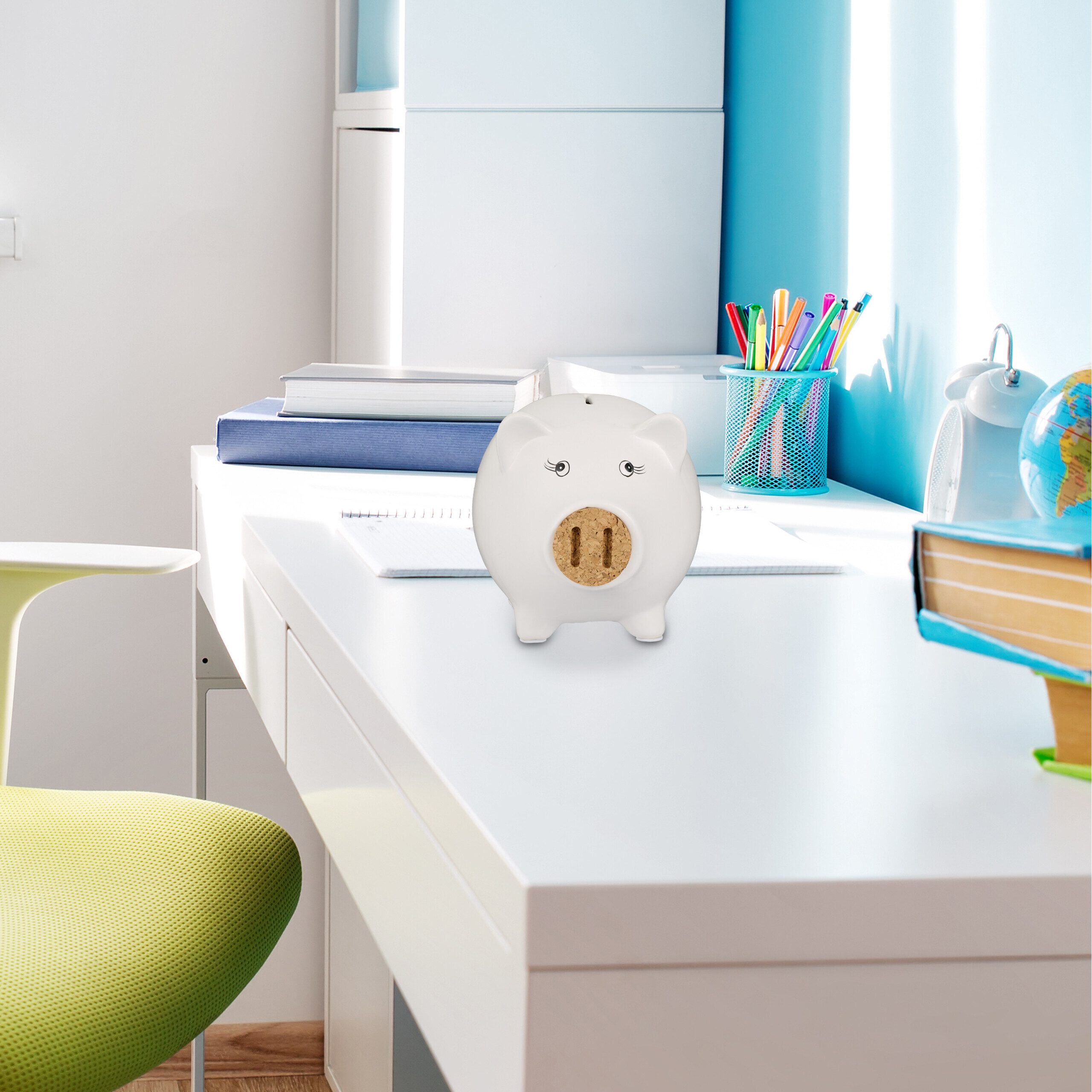 relaxdays Spardose Weißes Sparschwein mit Korknase günstig online kaufen