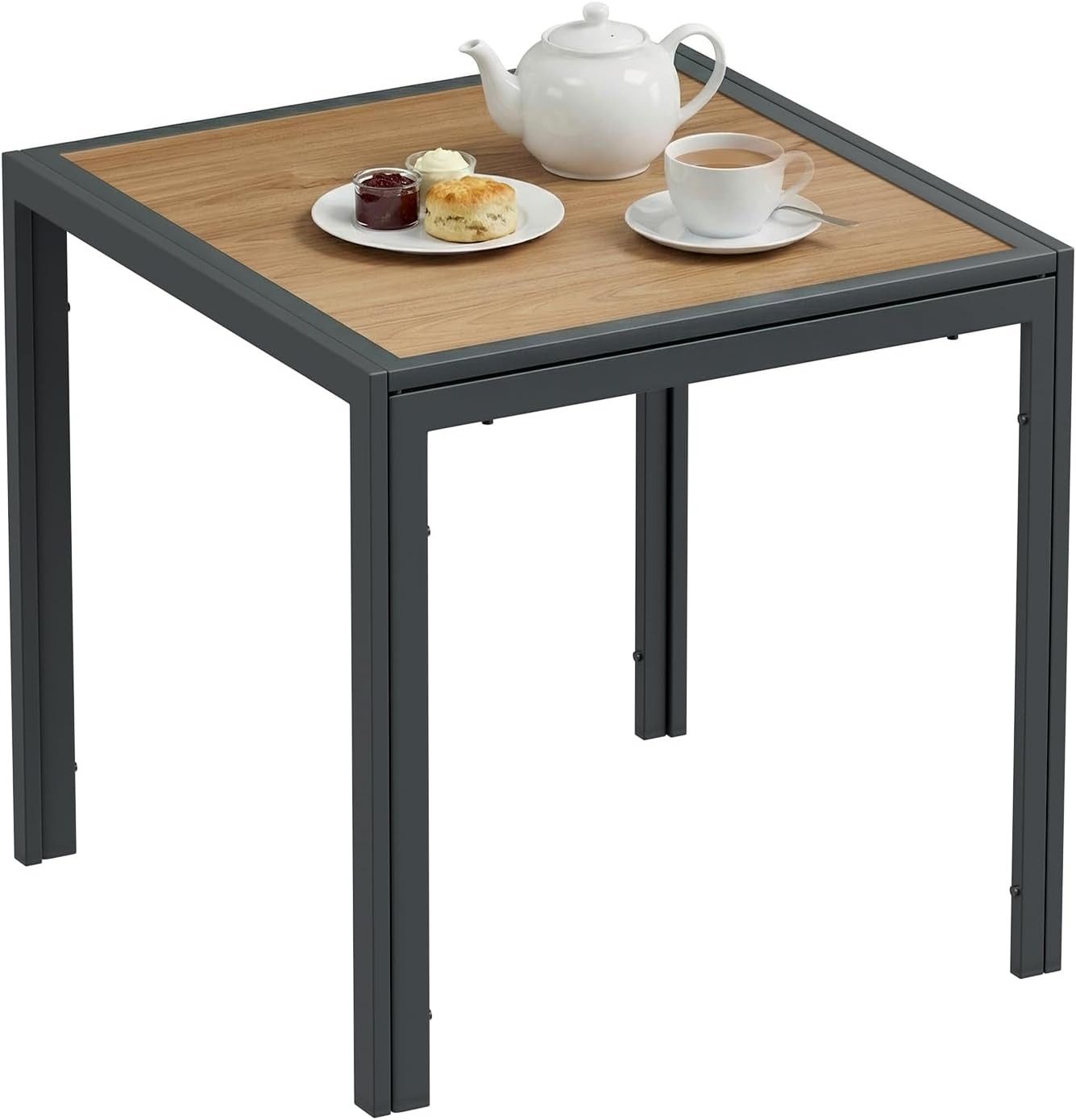 TLGREEN Gartentisch 75×75×72 cm, DPC Balkontisch, (Quadratischer Terrassentisch mit Metallgestell), Rutschfester Esstisch Outdoor für Kleinen Balkon