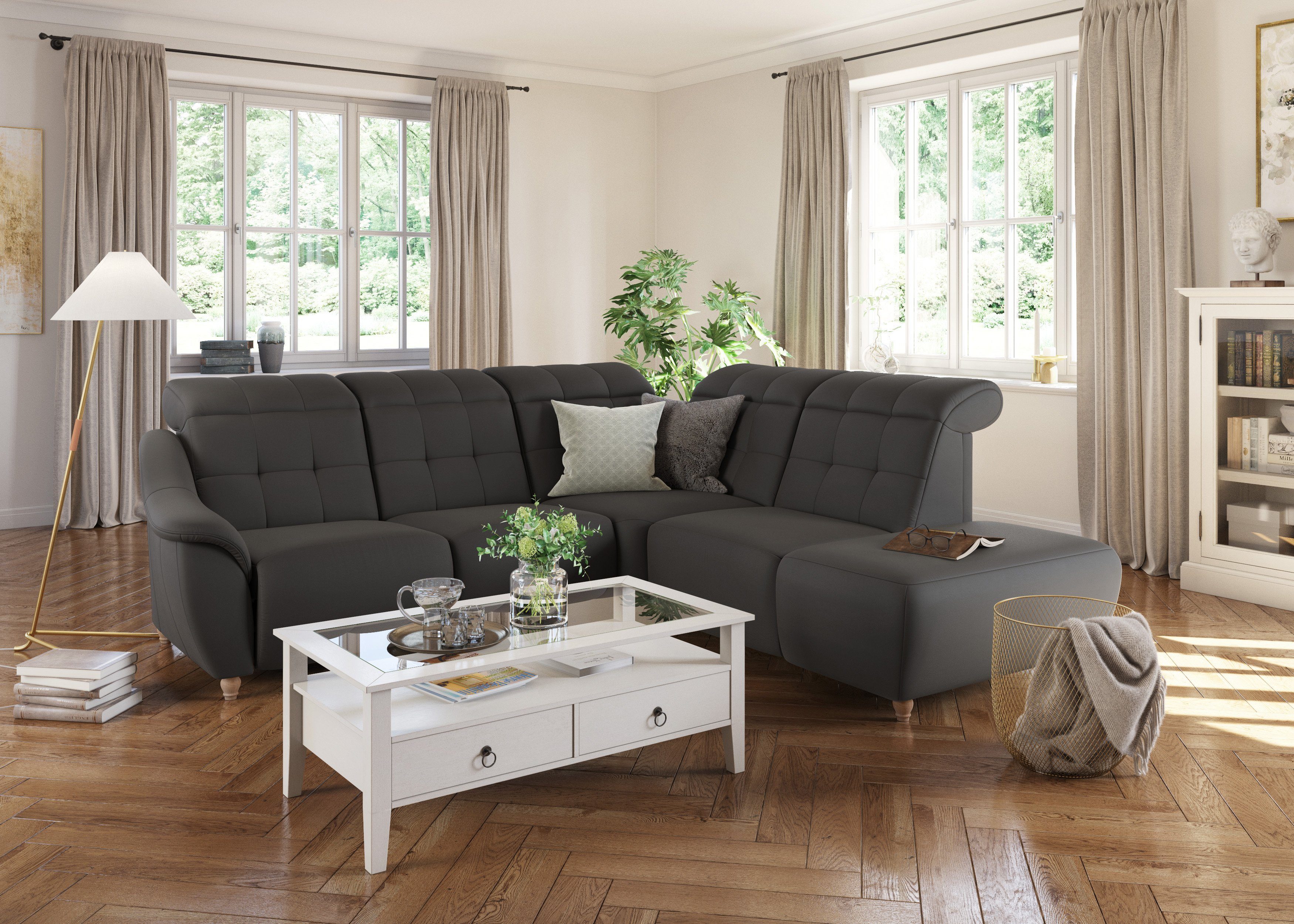 Home affaire Ecksofa Boston L-Form, Kopfteilverstellung günstig online kaufen