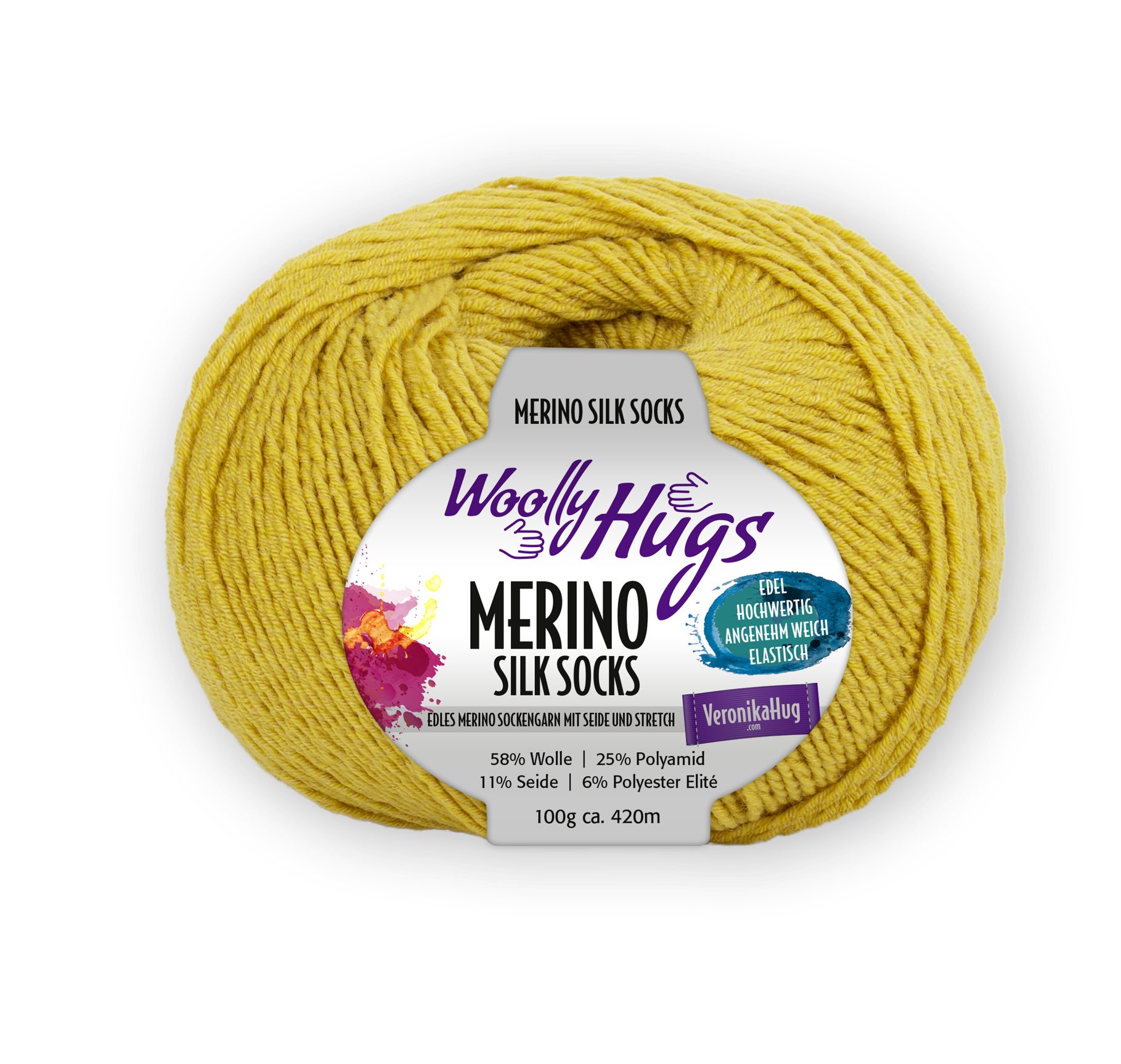 Woolly Hugs MERINO SILK SOCKS Häkelwolle, 420 m (Luxus-Socken für Ihre Füße), 100 g