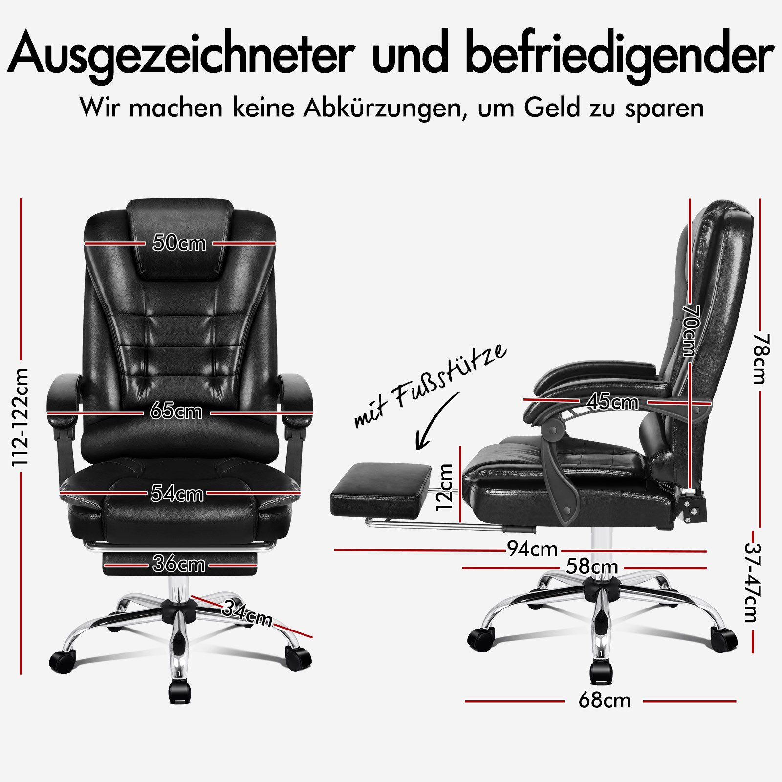 ALFORDSON Bürostuhl 8-Punkt-Massage-Vibration, Höhenverstellbarer Chefsesse günstig online kaufen