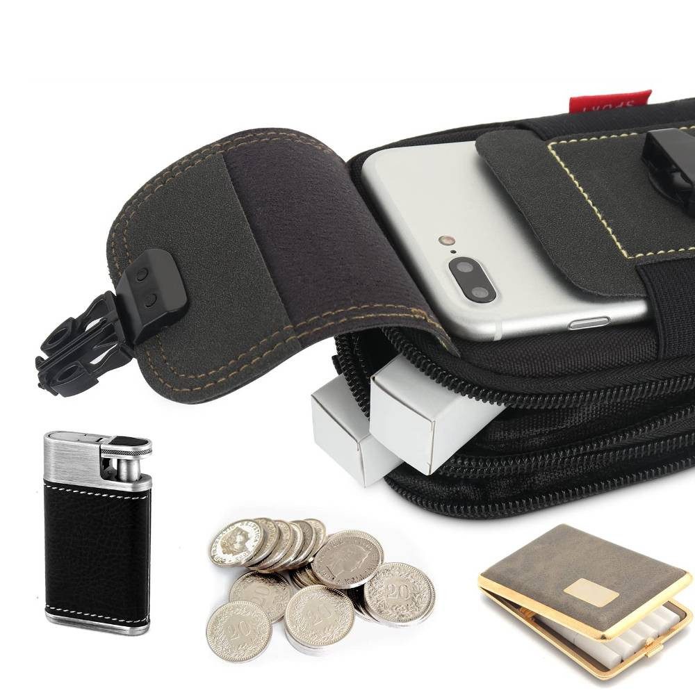 Blusmart Handyhülle Multifunktionale Herren-Bauchtasche mit Gürtelschlaufe Handy-Hüfttasche, Robust und wasserdicht, Nylon-Hüfttasche für Outdoor-Handys – Bild 5 von 5