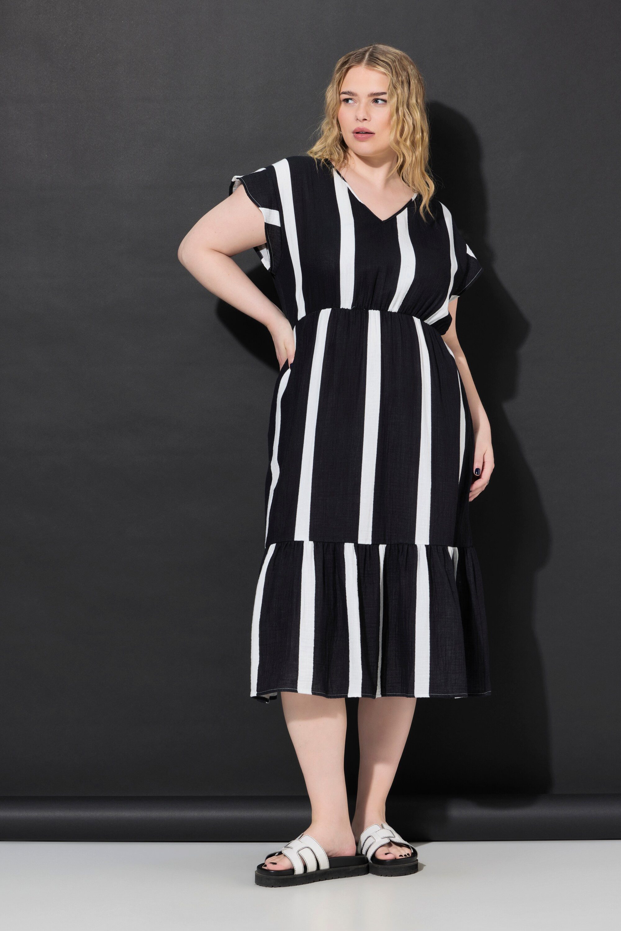 Studio Untold Midikleid Midikleid A-Line Musselin Streifen