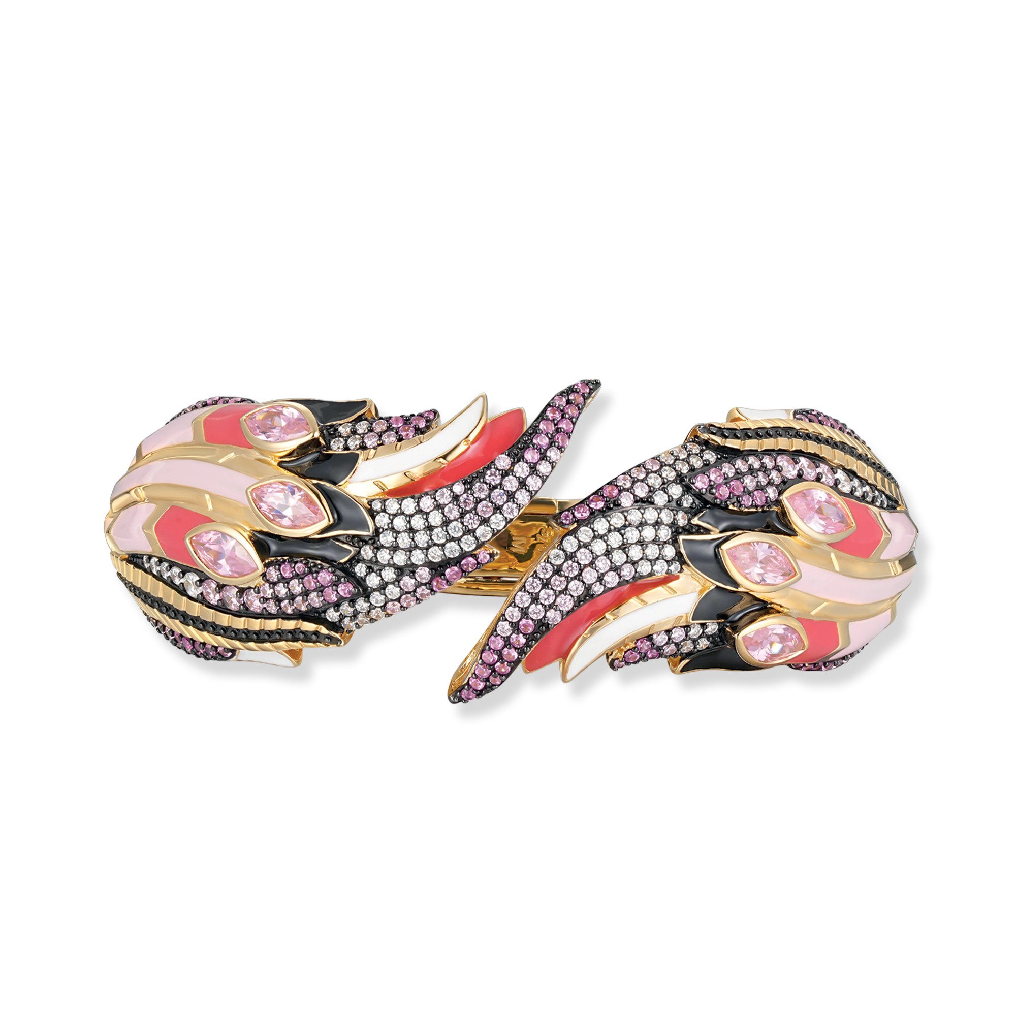 Seinerzeit FLORA & FAUNA Silberarmband Fiola Flamingo Armreif (1-tlg), Material: 925 Sterling Silber, vergoldet, geschwärzt mit Emaille