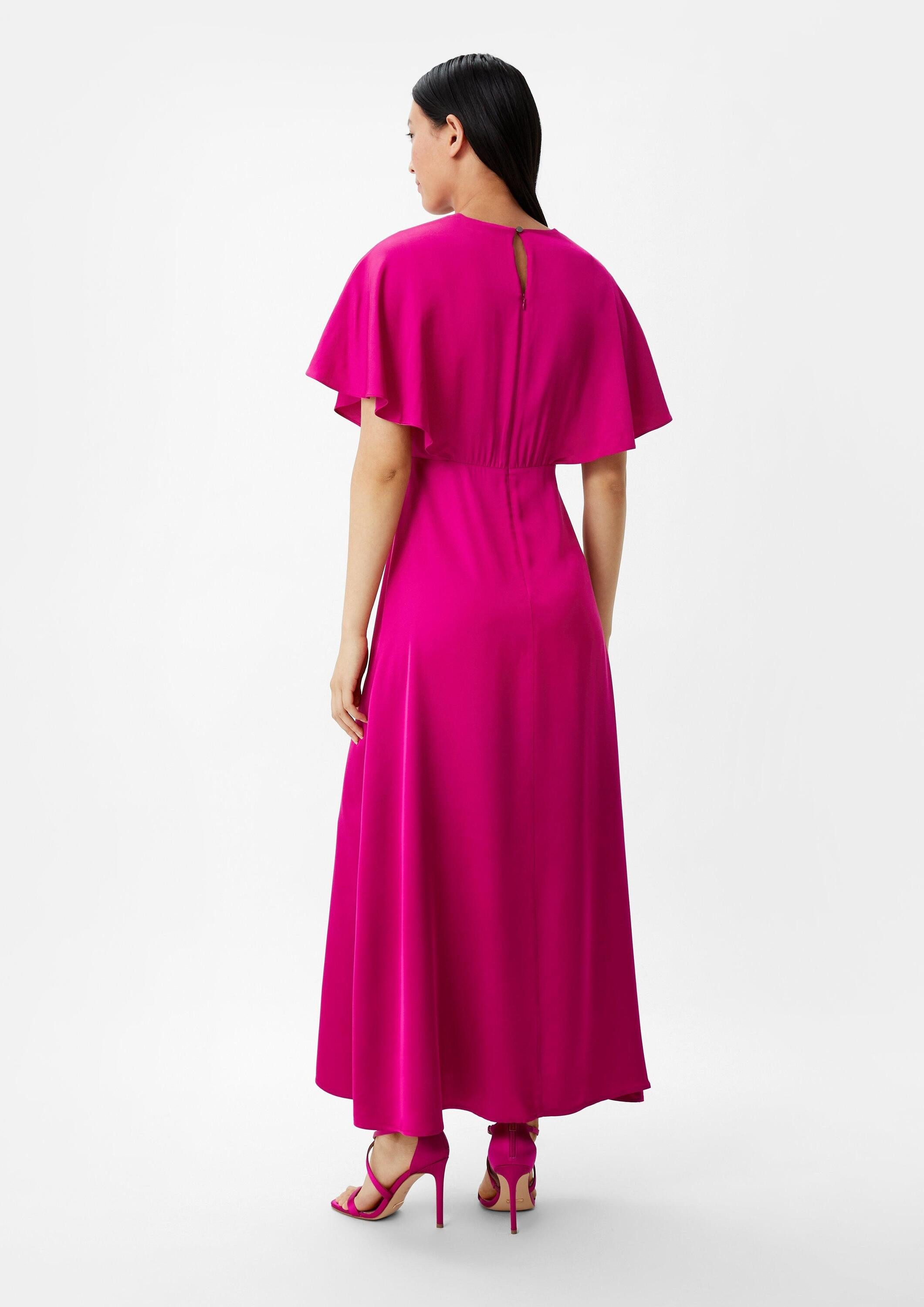 comma Maxikleid Kleid Satinkleid mit Drapierung und Beinschlitz