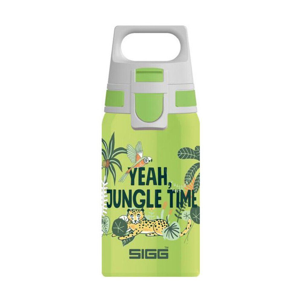 Sigg Trinkflasche Kinder Trinkflasche 0,5 l Shield One Jungle, Kinder Trinkflasche, Ø7,3cm, Edelstahl 18/8, grün