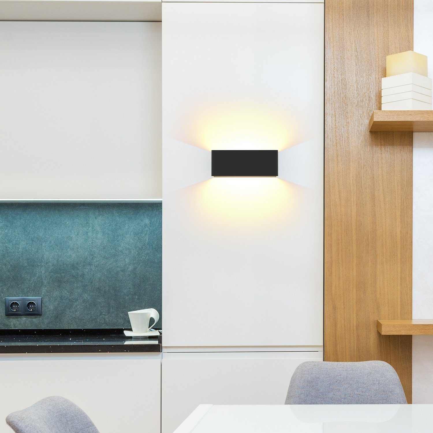 Applique murale led intérieure noir up down éclairage blanc chaud_voghion.com