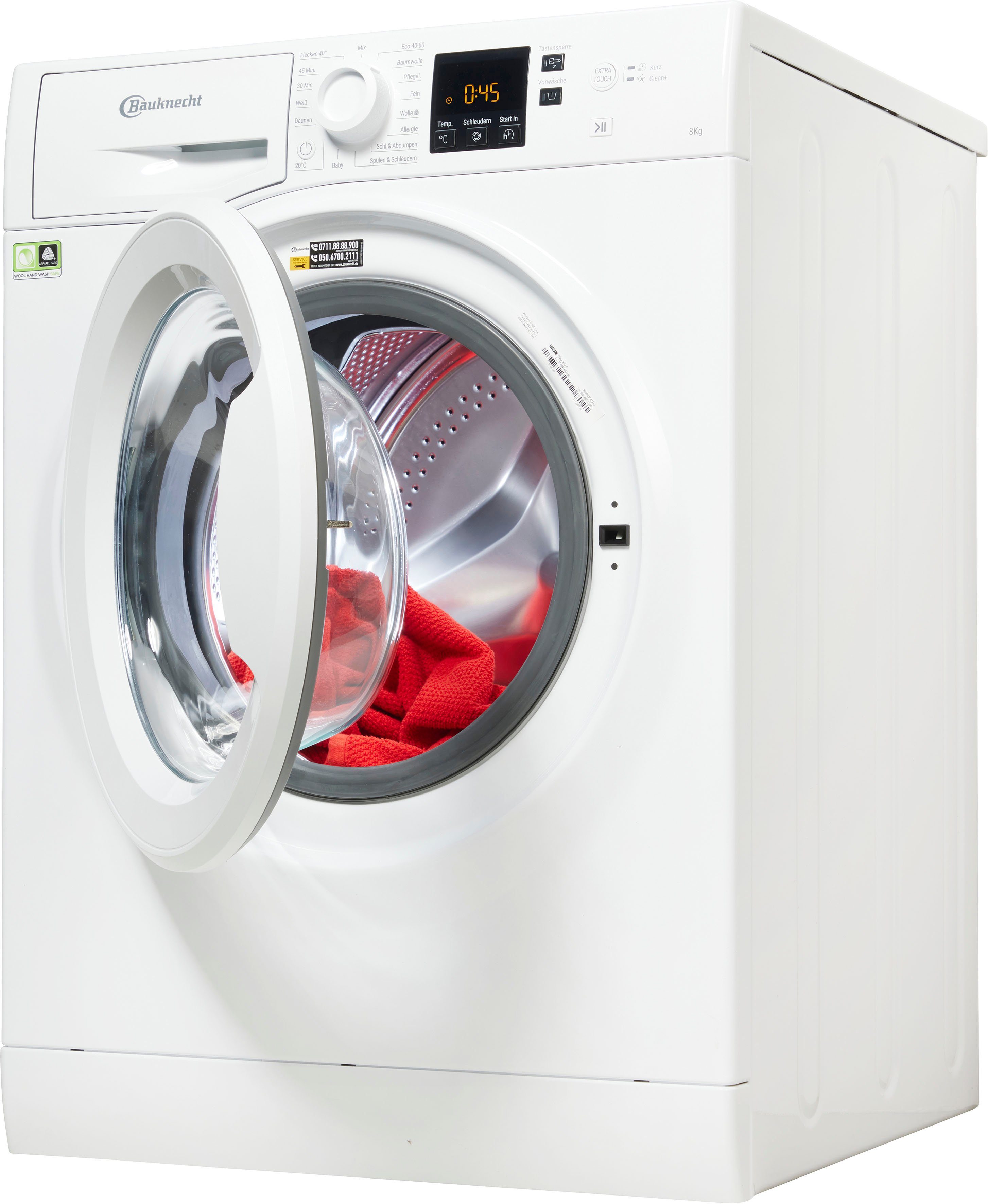 BAUKNECHT Waschmaschine WWA 843 B, 8 kg, 1400 U/min