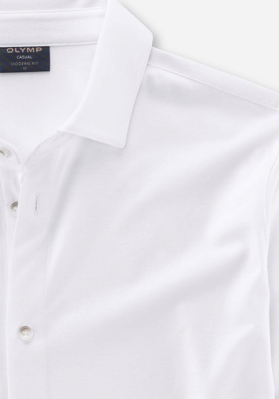 OLYMP Langarm-Poloshirt Modern weiss Fit