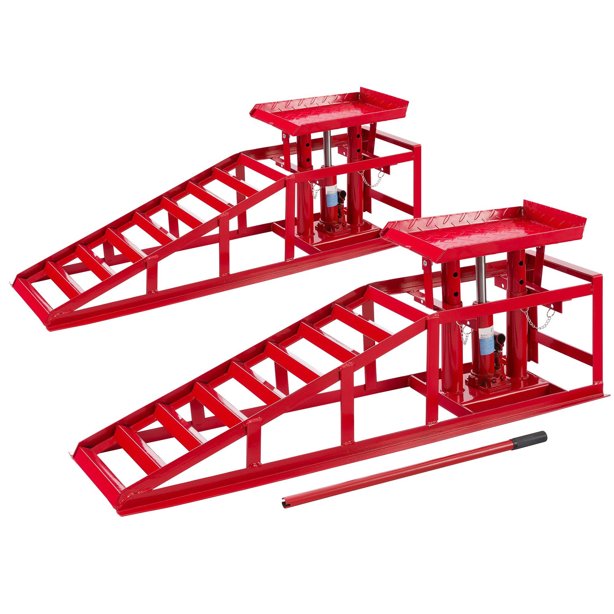 Auffahrrampe 2x mit hydraulischem Wagenheber, XXL 245 mm Auffahrbreite