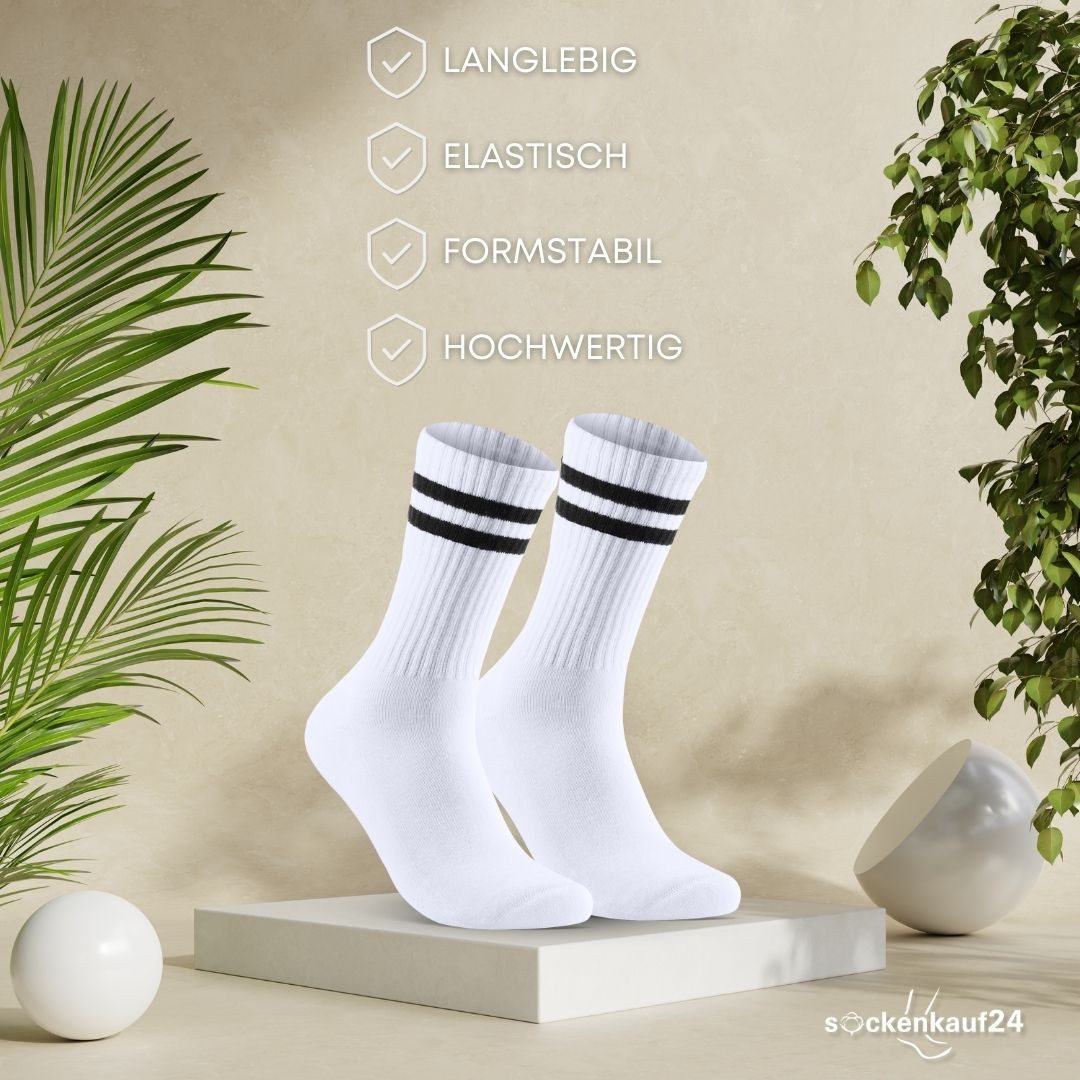 sockenkauf24 Tennissocken Sportsocken Damen & Herren Atmungsaktive Premium Crew Socken (5 Paar) verstärkte Ferse & Fußspitze, gepolsterte Sohle, Baumwolle
