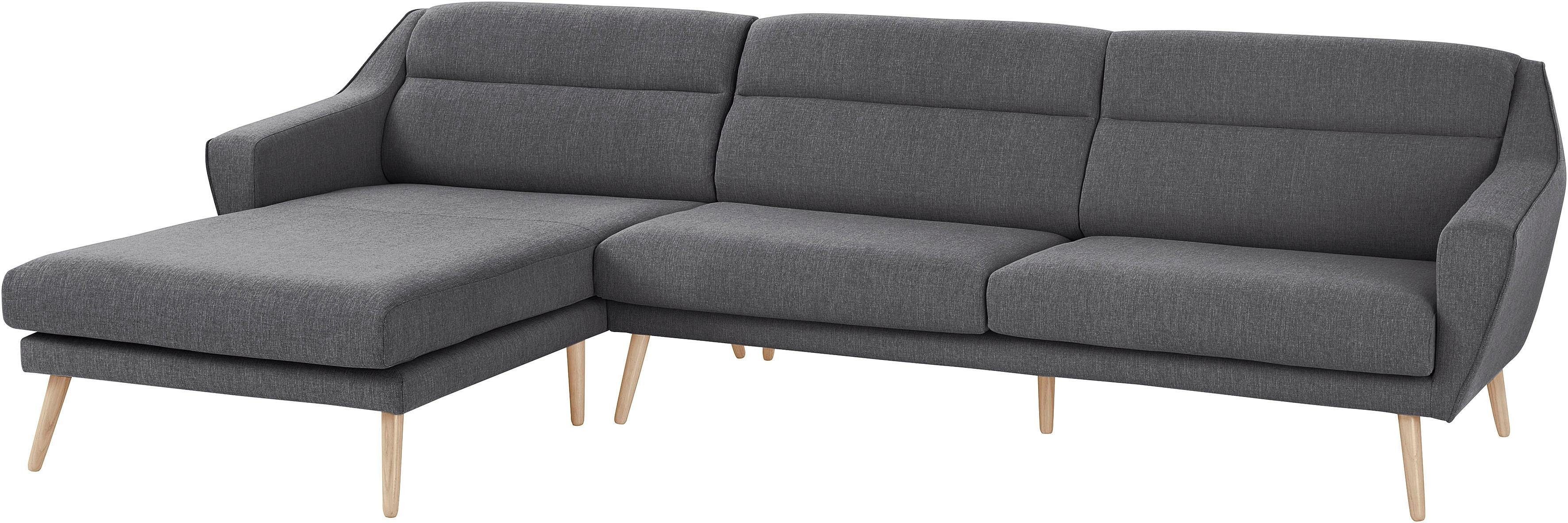 andas Ecksofa "Bille L-Form" mit Naht im Rückenkissen und Beinen aus Eichen günstig online kaufen