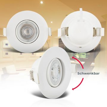 B.K.Licht LED Einbauleuchte LED Einbauleuchten IP65 5er-Set Kunststoff Weiß, LED fest integriert, Warmweiß, Dimmbar inkl. 5 x LED-Platine 4,9W 480lm 3.000K