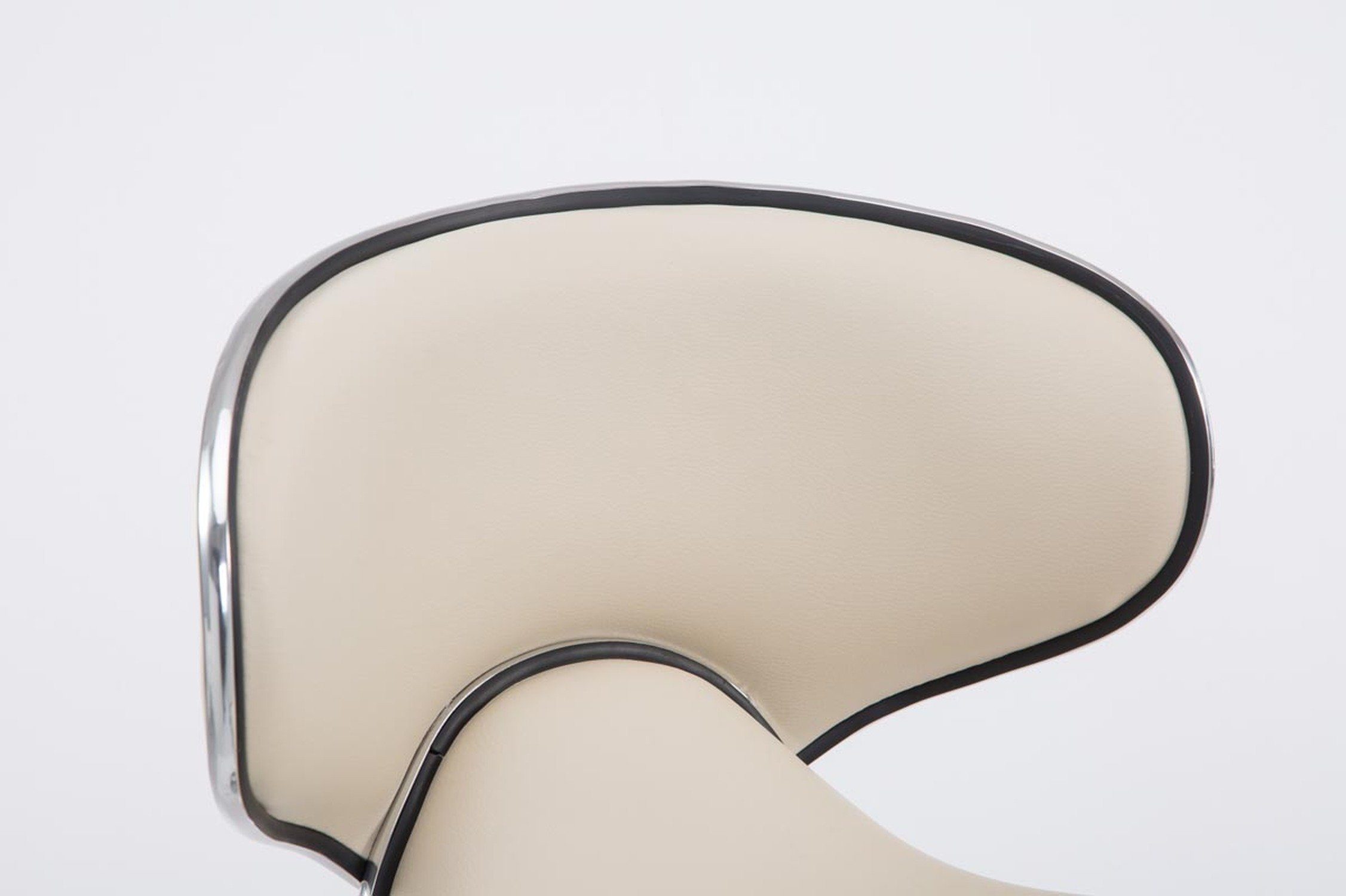 Metall TPFLiving höhenverstellbar - Theke Sitzfläche: chrom - 360° (mit Creme & Rückenlehne Las-Palmas für Gestell: Küche), - Hocker hoher Kunstleder Barhocker - drehbar