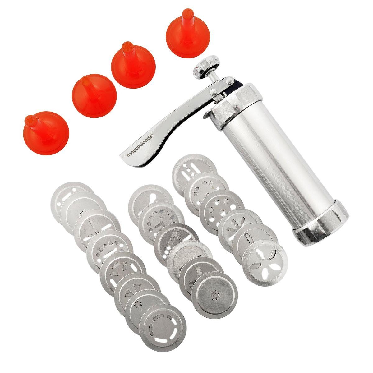 JTI Küchenorganizer-Set Cookie Dough Dispenser and Piping Gun - 4 nozzles, Keksteigspender und Spritzpistole - 4 Düsen