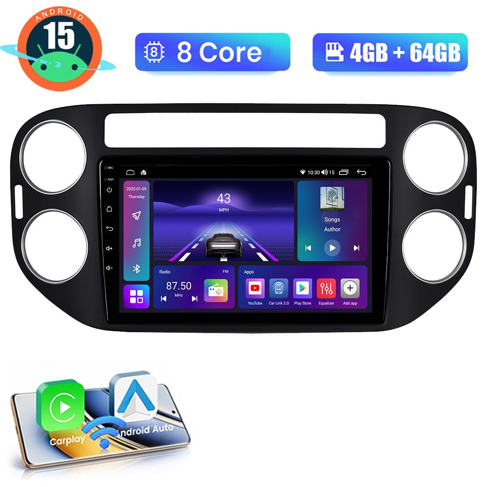A-Sure 8-Core Android 15 Navi Für VW Golf Plus 2004-2013 Tiguan 5N 2007-2013 Autoradio (Digitalradio (DAB), FM, AM, RDS, 1280*800 IPS Screen/8-Core CPU)