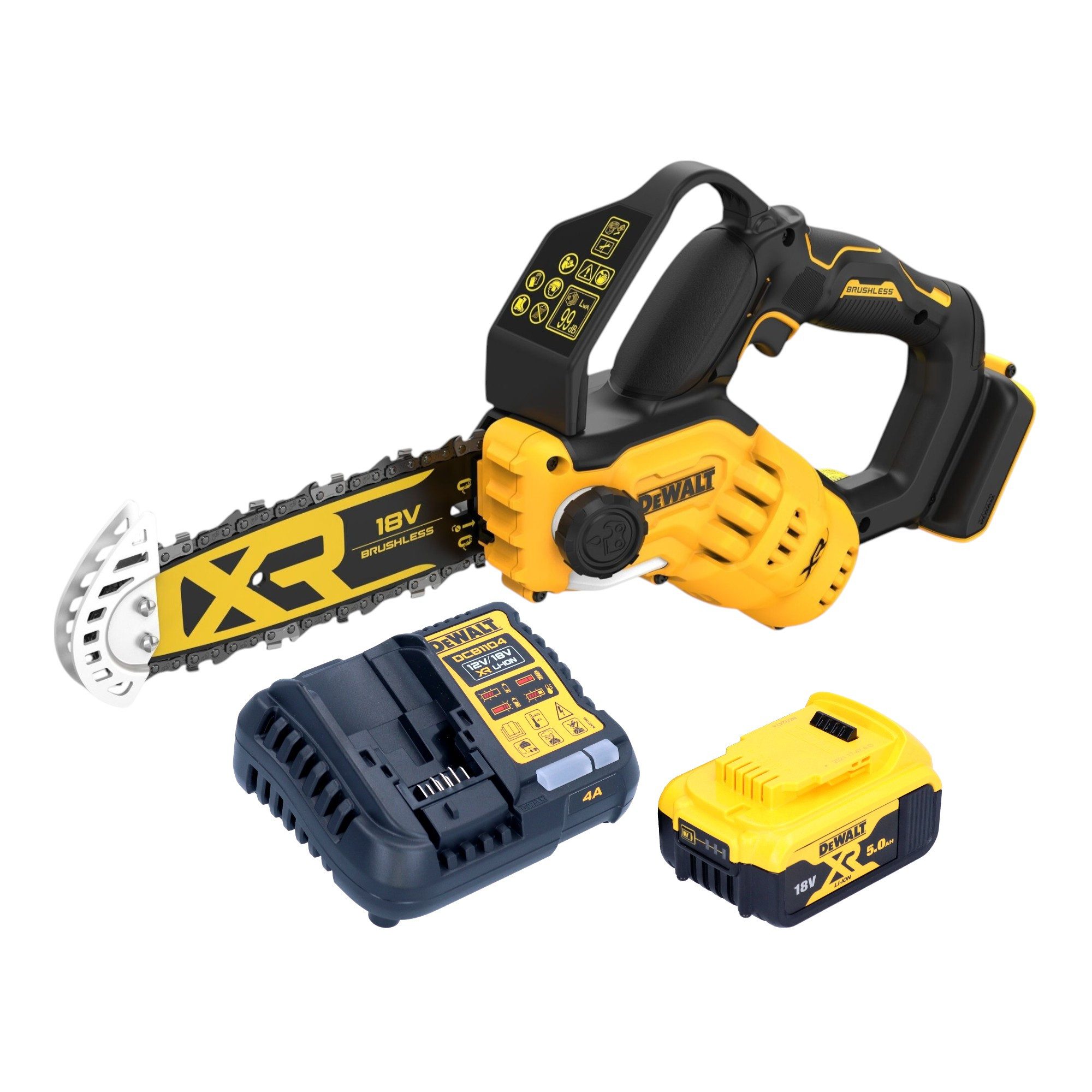 DeWalt Benzin-Kettensäge DCMPS 520 P1 18 V 20 cm Brushless + 1x Akku 5,0 Ah + Ladegerät